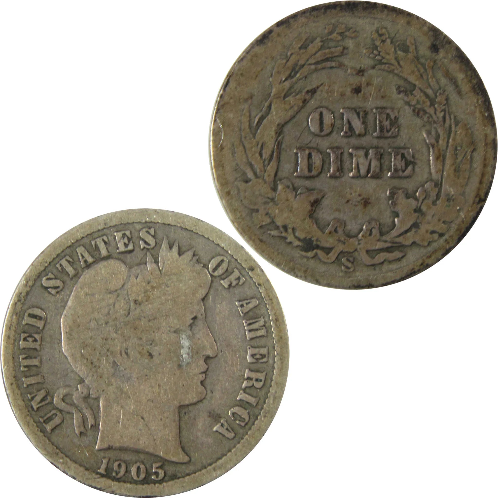 1905 S Barber Silver Dime AG About Good 10c Coin Collectible SKU:CP710