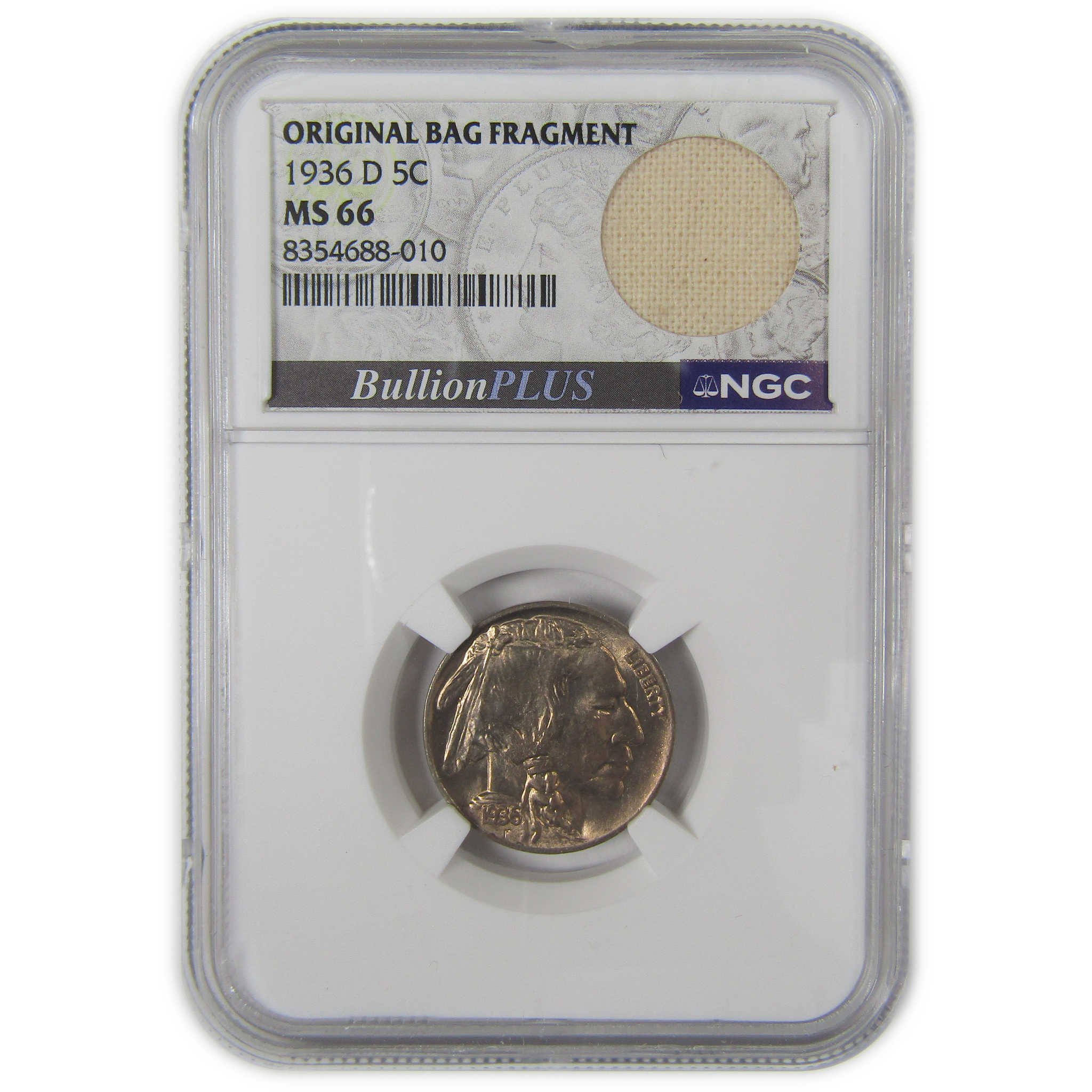 1936 D Indian Head Buffalo Nickel MS 66 NGC Bag Fragment SKU:I22665