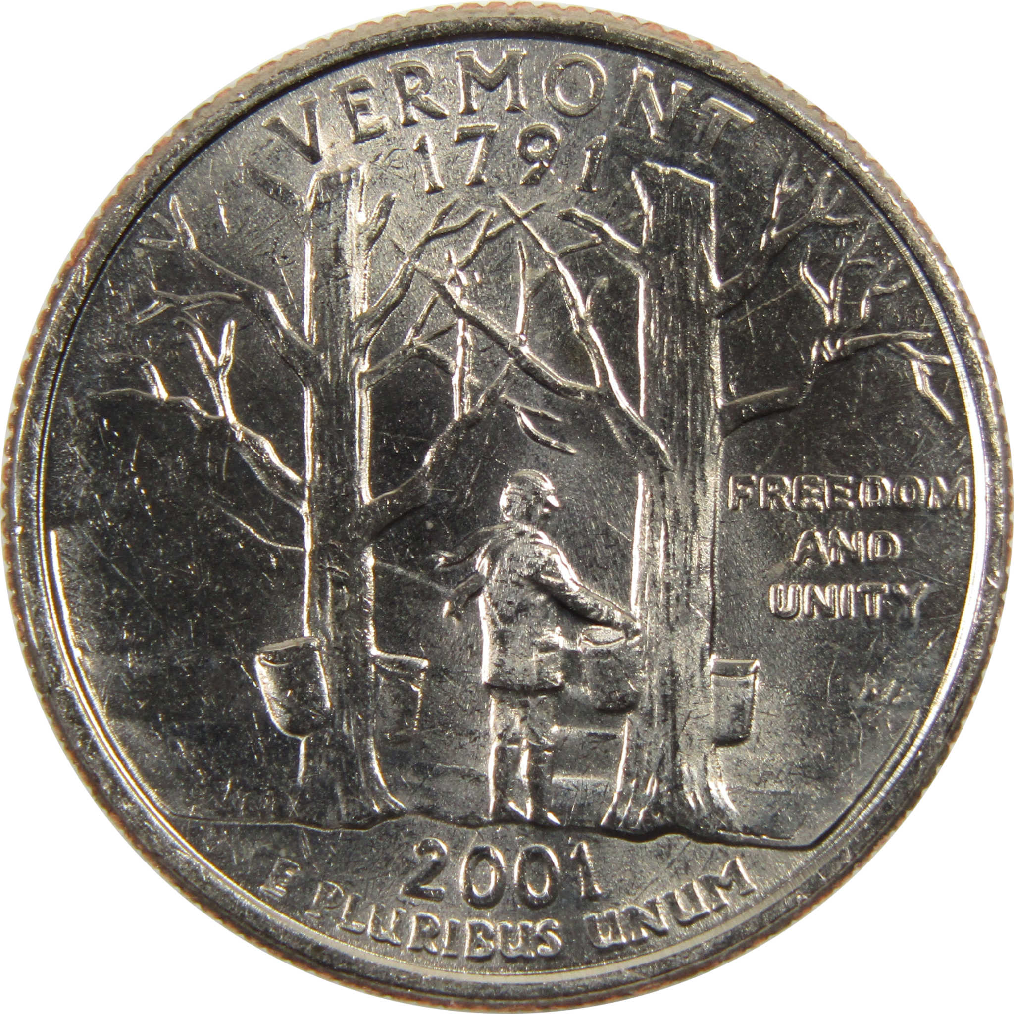 2001 P Vermont State Quarter BU Uncirculated Clad 25c Coin