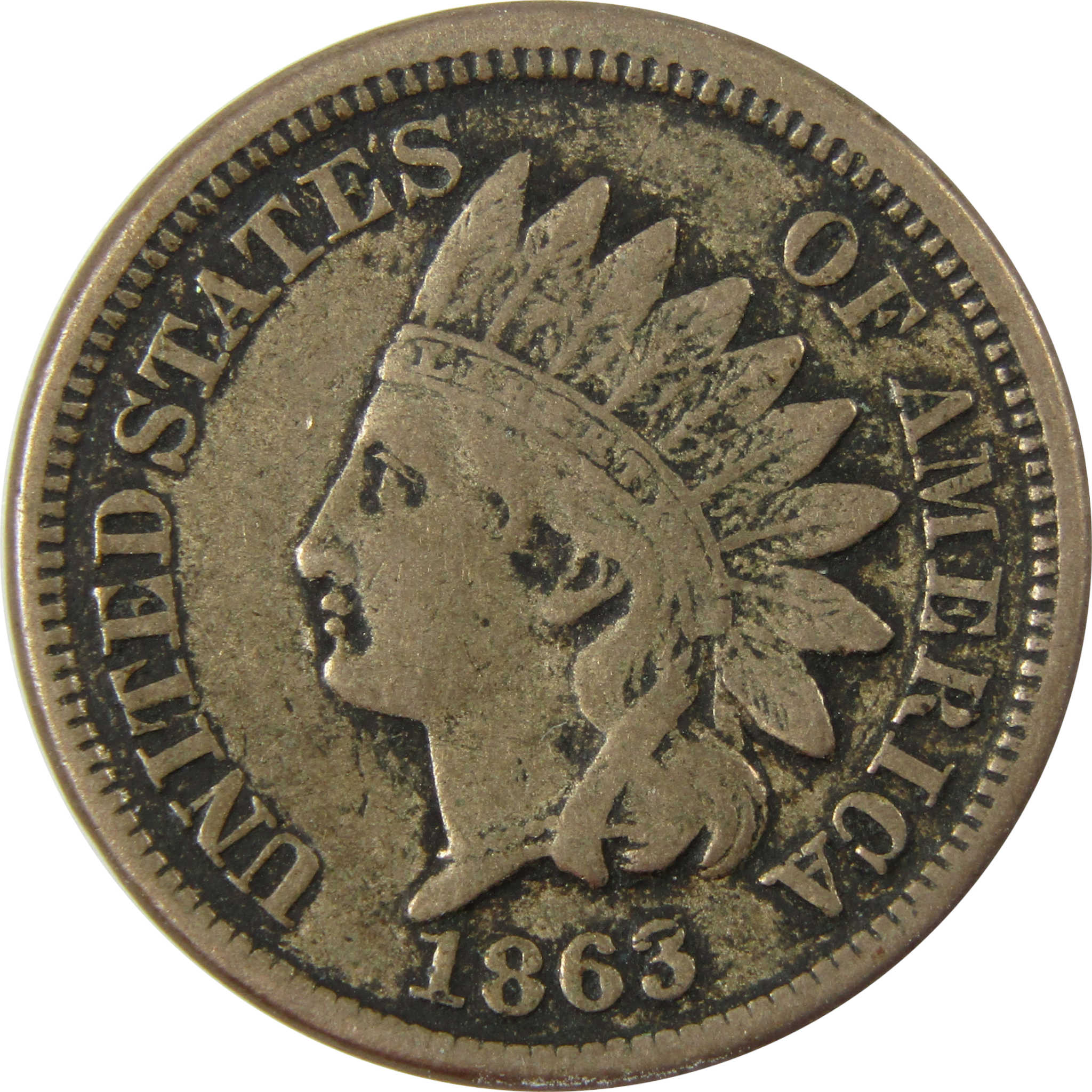 1863 Indian Head Cent VF Very Fine Details Penny 1c Coin SKU:CP1225