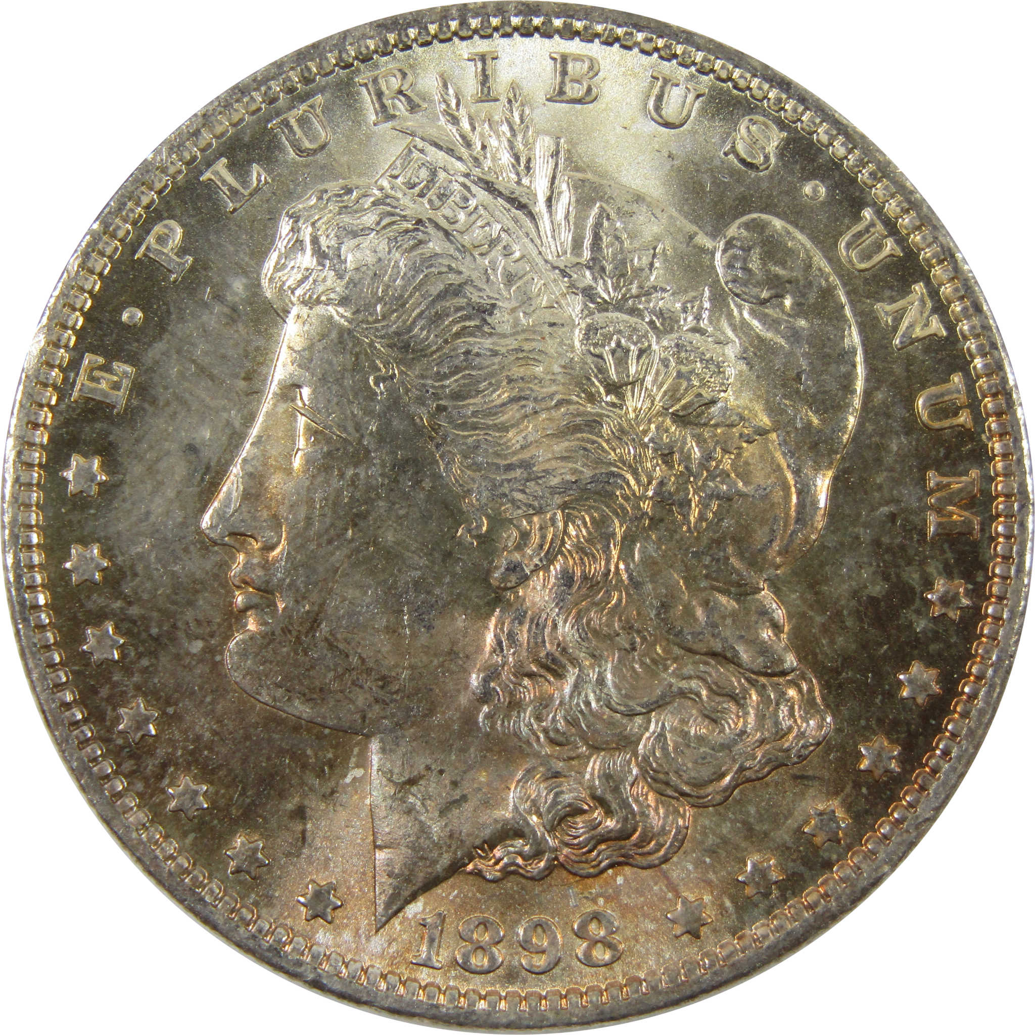 1898 O Morgan Dollar Choice Unc 90% Silver Coin Obv Toned SKU:I7505