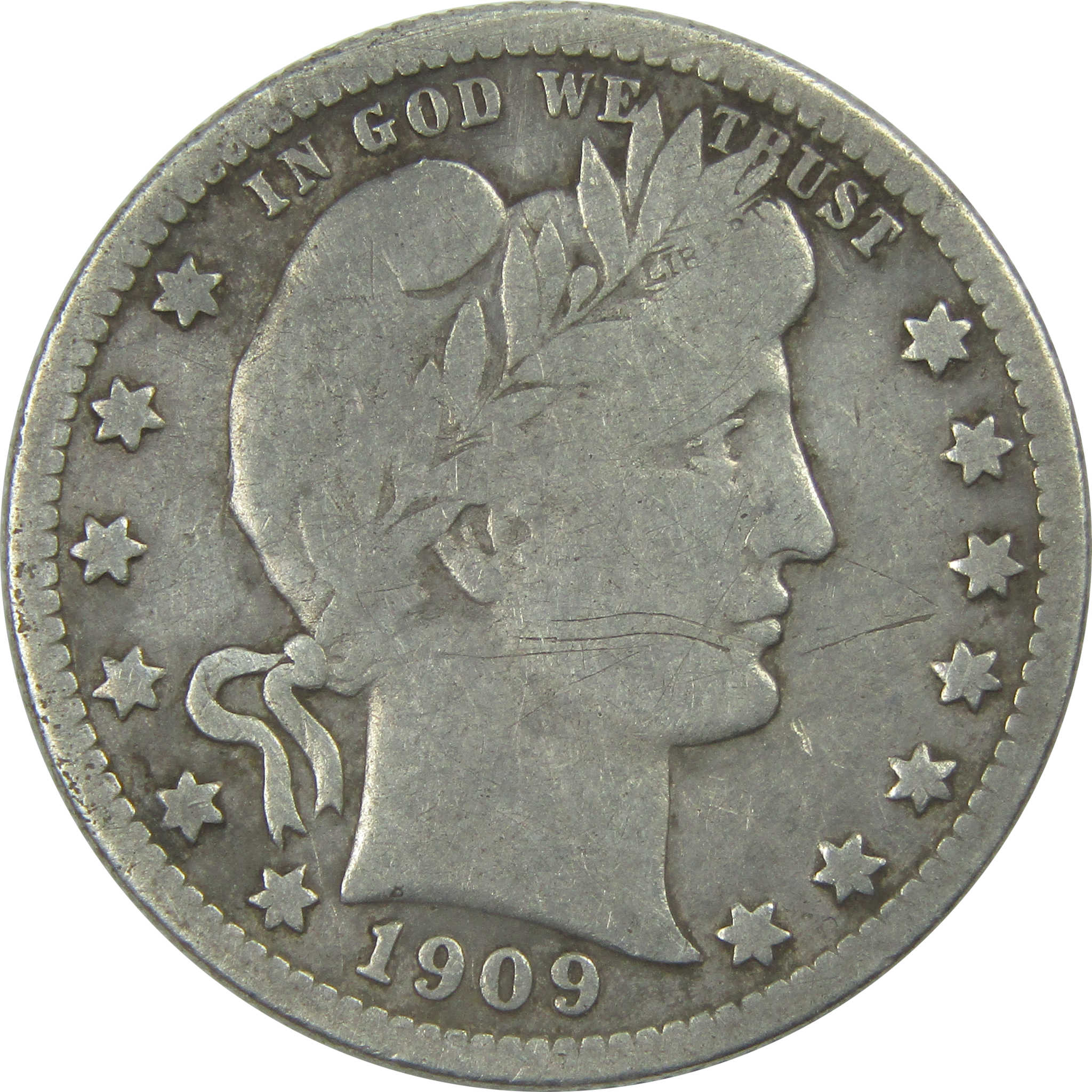 1909 O Barber Quarter F Fine Details Silver 25c Coin SKU:I15243