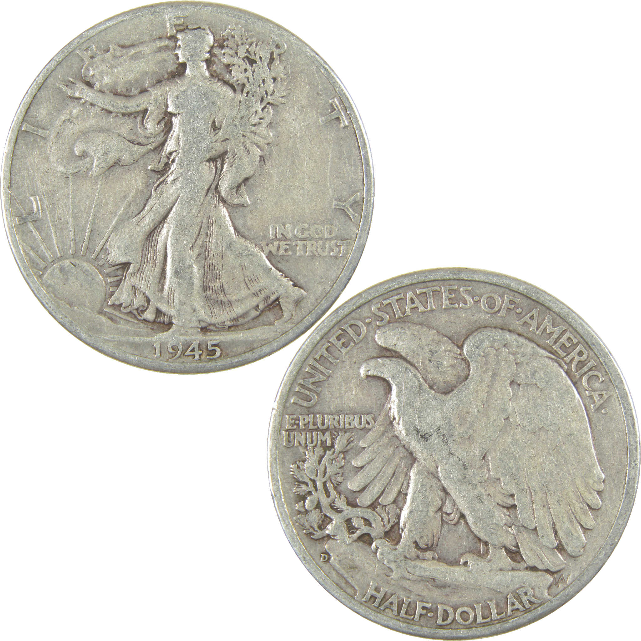 1945 D Liberty Walking Half Dollar G Good Silver 50c Coin
