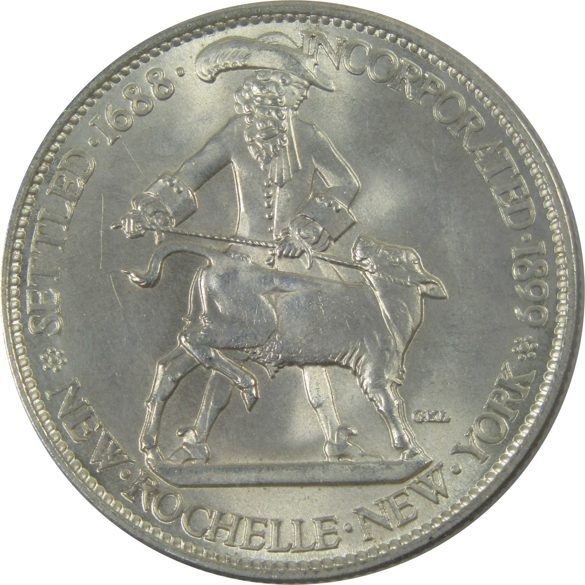 New Rochelle Commemorative Half Dollar 1938 BU Uncirculated Silver