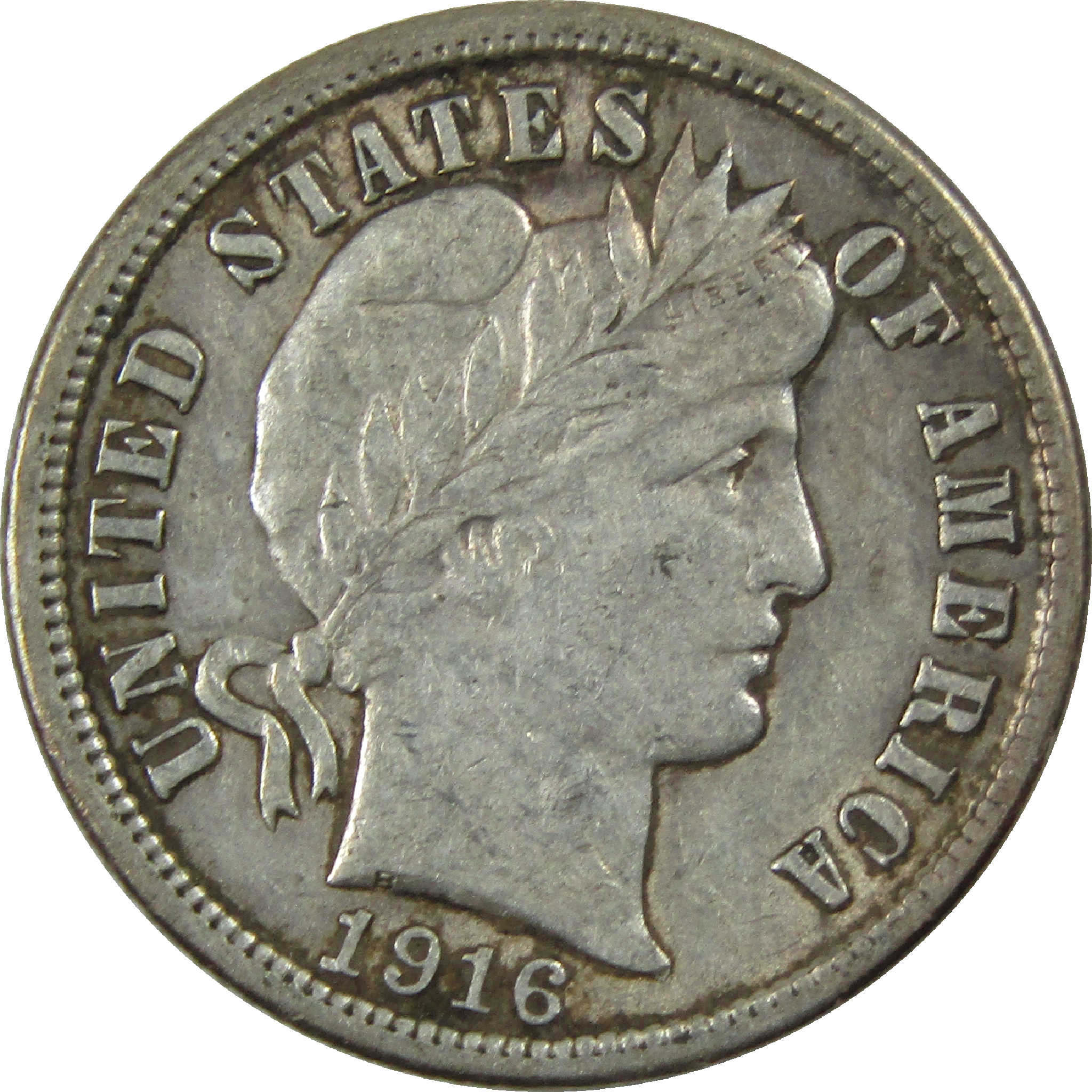 1916 Barber Dime XF EF Extremely Fine Silver 10c Coin SKU:I12225