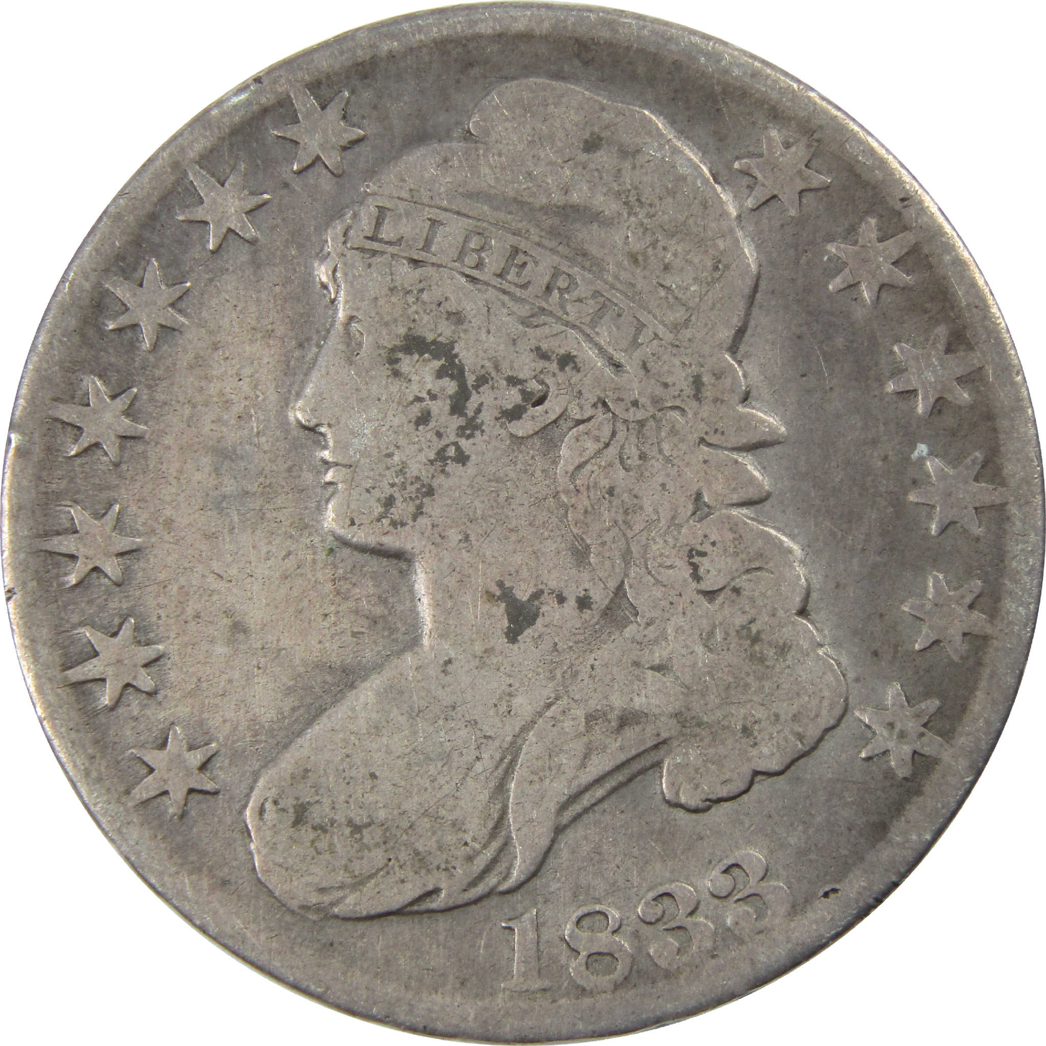 1833 Capped Bust Half Dollar AG About Good Silver 50c Coin SKU:I11760