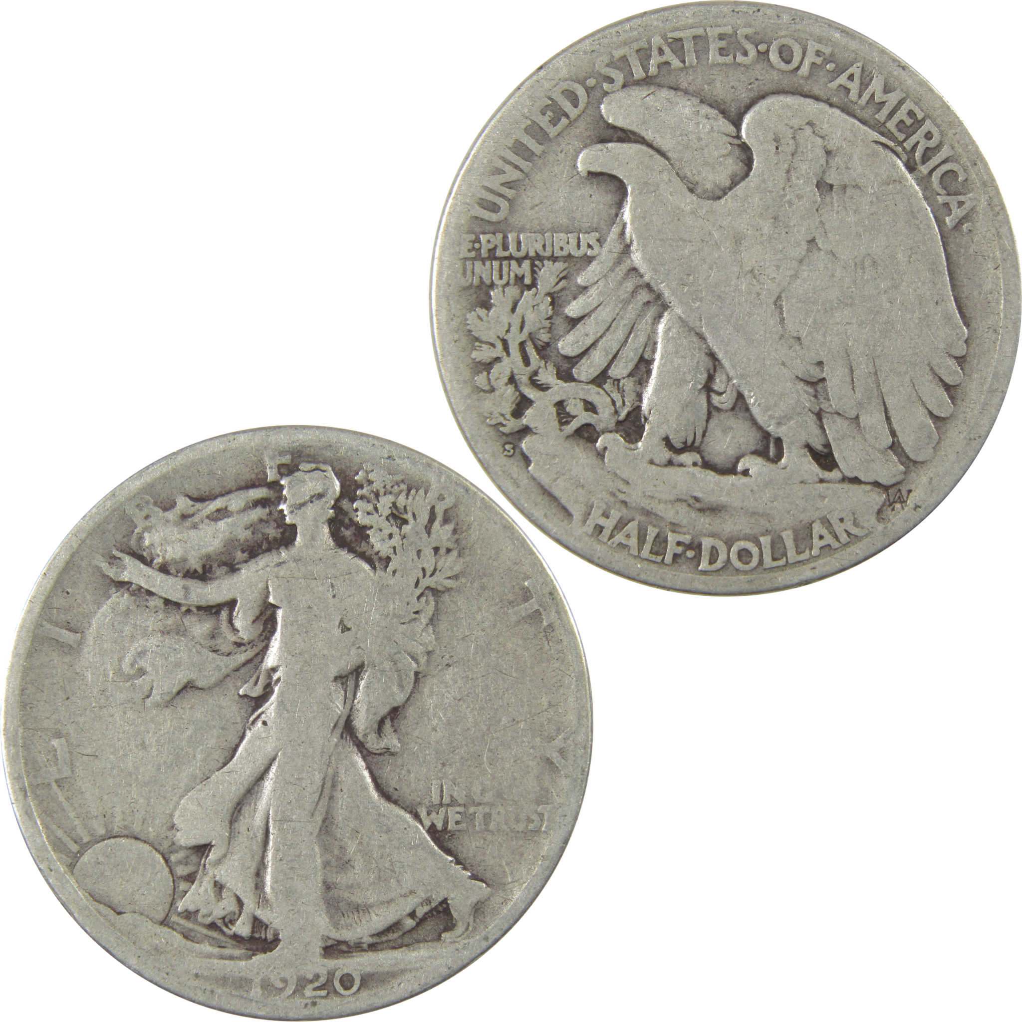 1920 S Liberty Walking Silver Half Dollar AG About Good SKU:I24148