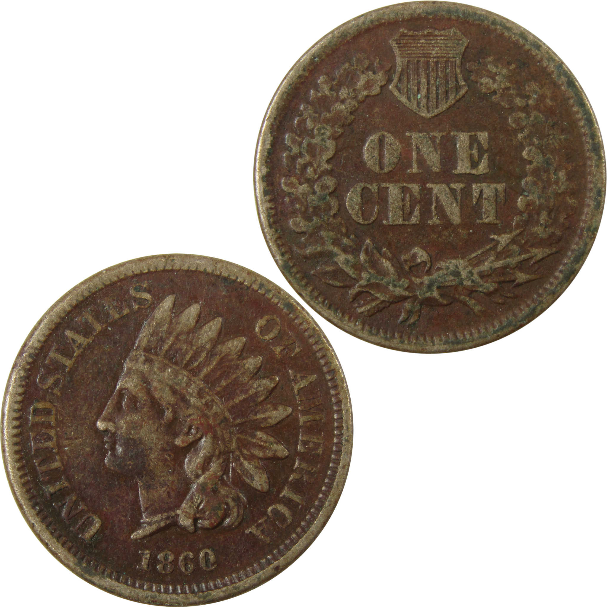 1860 Pointed Bust Indian Head Cent F Fine Details Penny SKU:CP1162