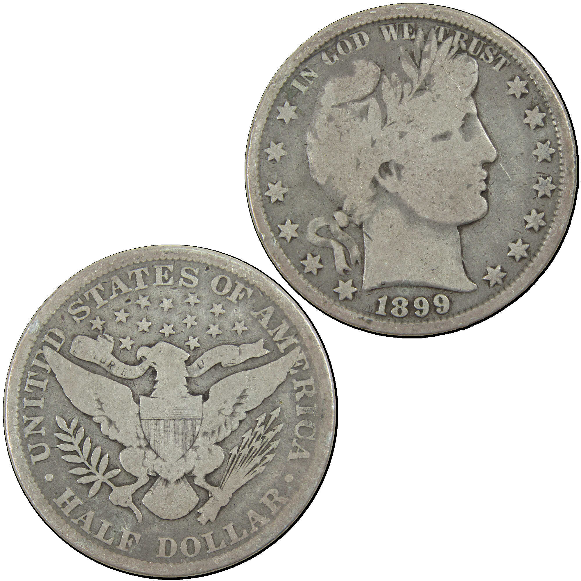 1899 Barber Half Dollar G Good Silver 50c Coin SKU:I12778