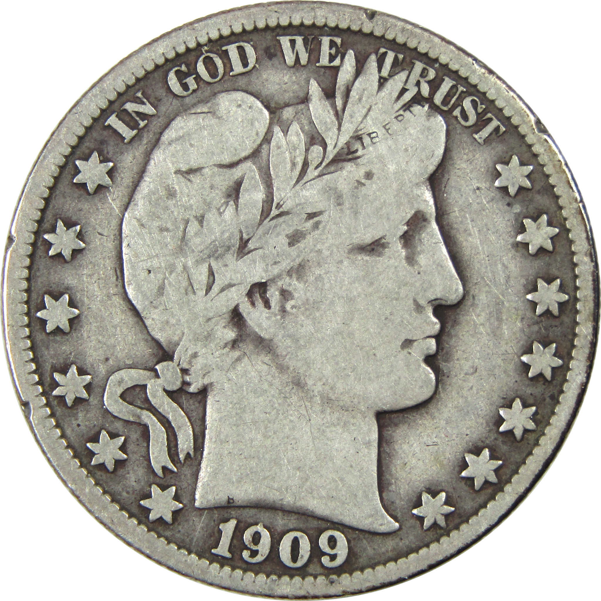 1909 Barber Half Dollar F Fine Silver 50c Coin SKU:I13309