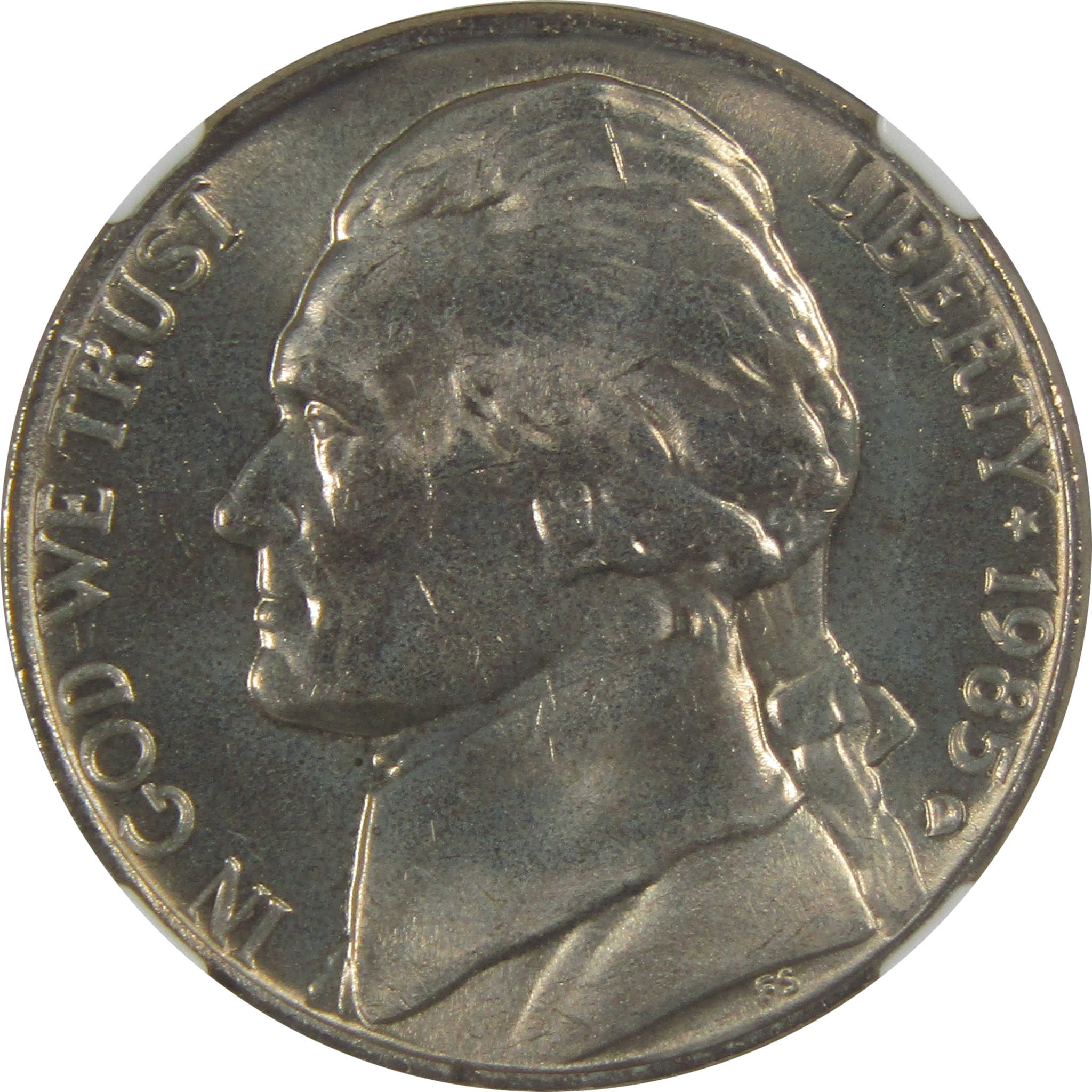 1985 D Jefferson Nickel MS 66 NGC Original Bag Fragment SKU:I23500