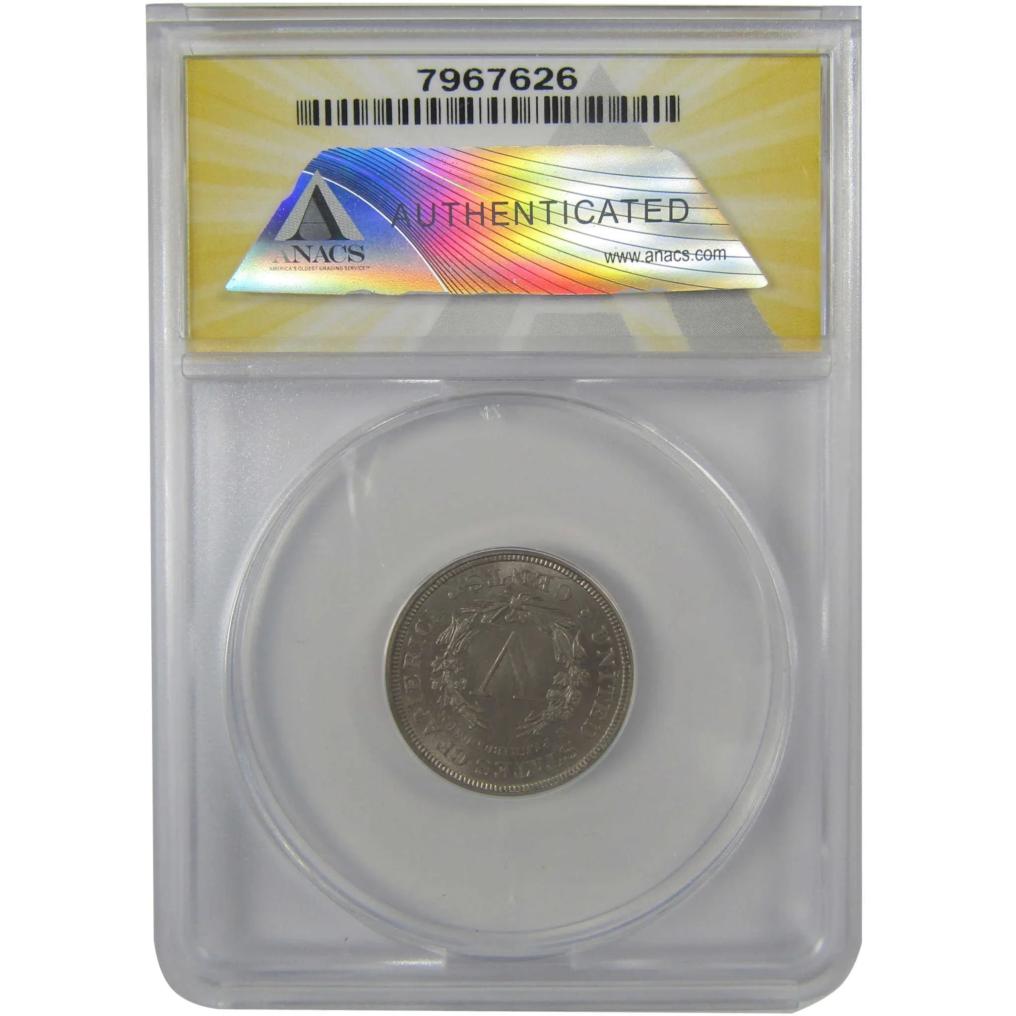 1883 With Cents Liberty Head V 5c AU 58 ANACS Rev Die Break SKU:I24903