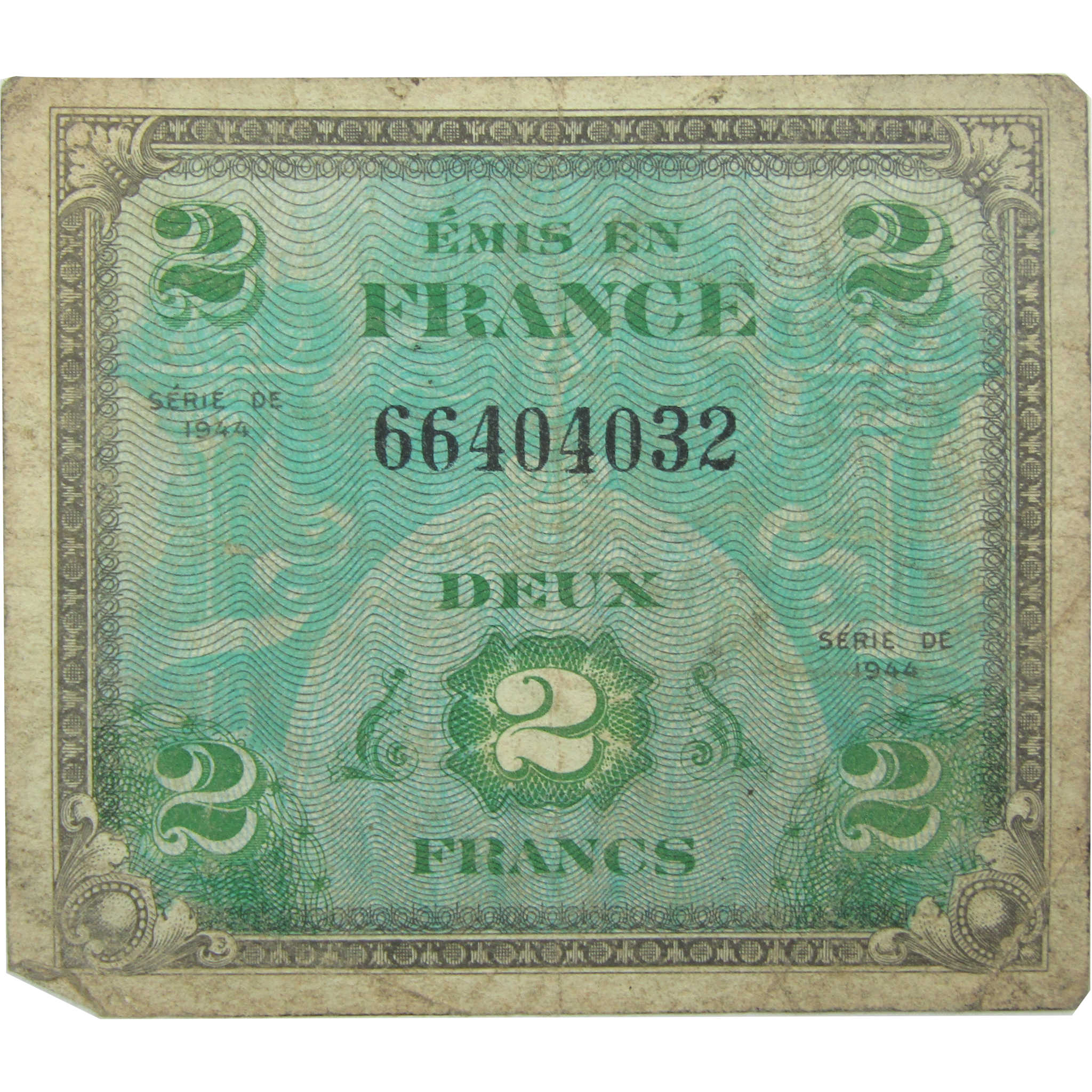 1943-1944 2 Francs France Allied Military Currency Note