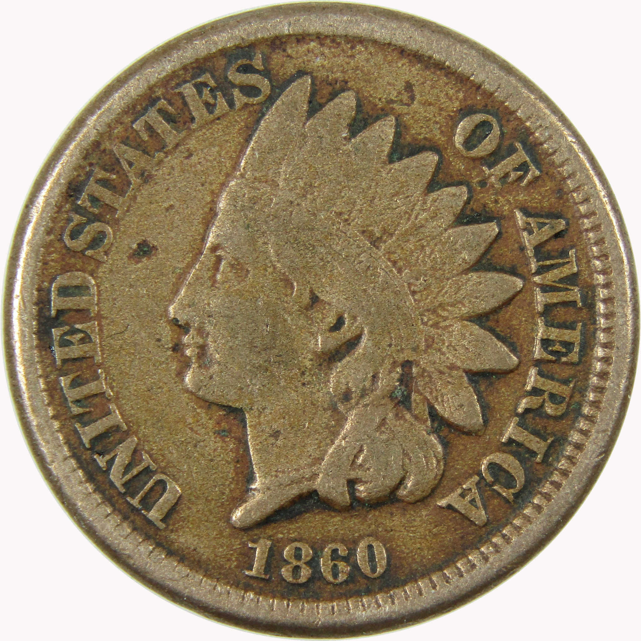 1860 Indian Head Cent F Fine Details Penny 1c Coin SKU:CP1067