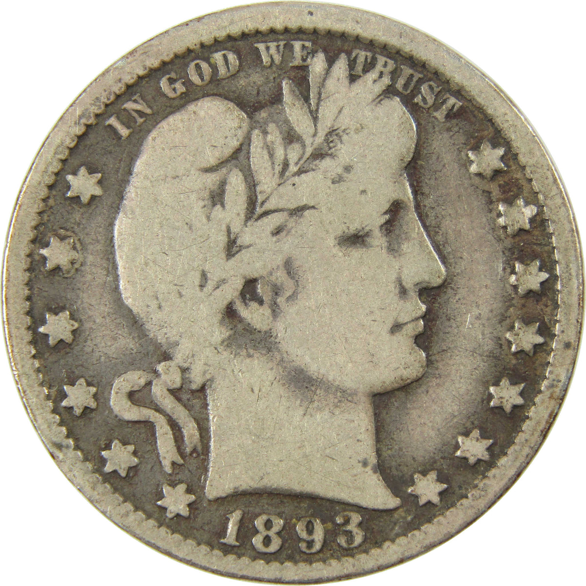 1893 O Barber Silver Quarter VG Very Good 25c Coin Collectible