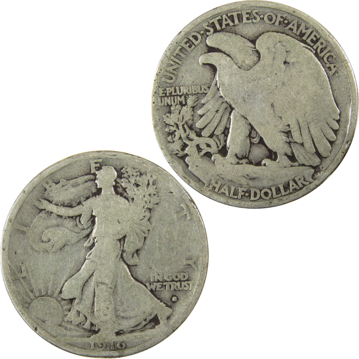 1916 S Liberty Walking 50c VG Very Good Details Rim Bent SKU:I29022