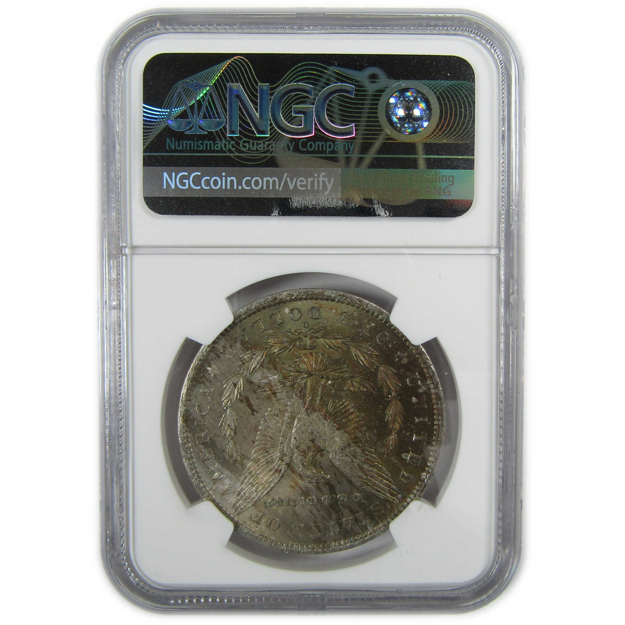 1885 O Morgan Silver Dollar MS 63 NGC $1 Coin Toned Reverse SKU:CP380
