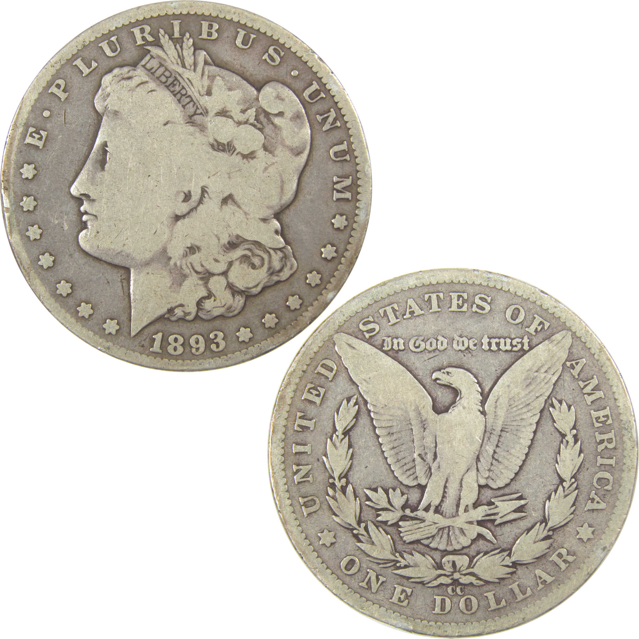 1893 CC Morgan Dollar VG Very Good Silver $1 Coin SKU:I19932 - Morgan coin - Morgan silver dollar - Morgan silver dollar for sale - Profile Coins &amp; Collectibles