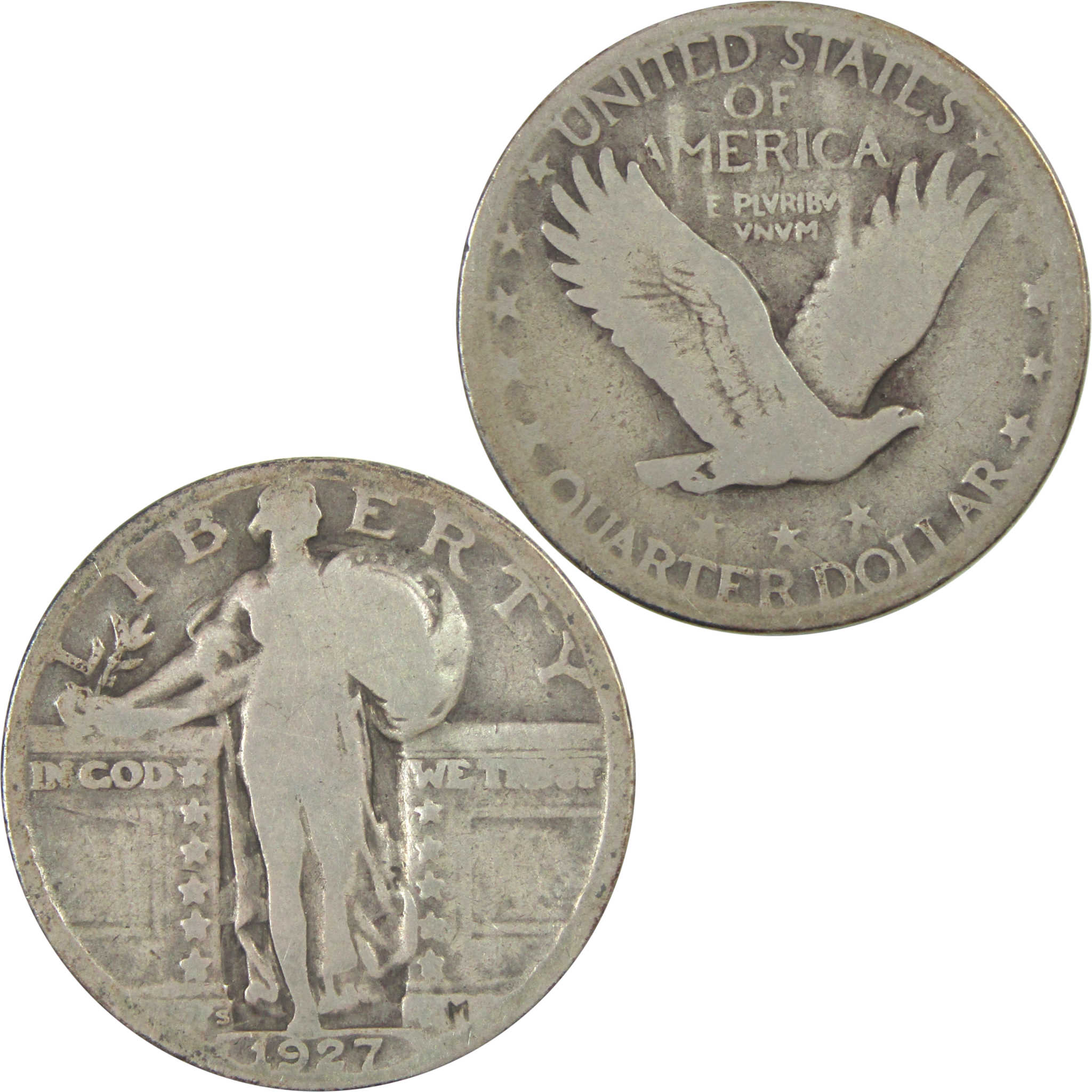 1927 S Standing Liberty Quarter G Good Silver 25c Coin SKU:I15313