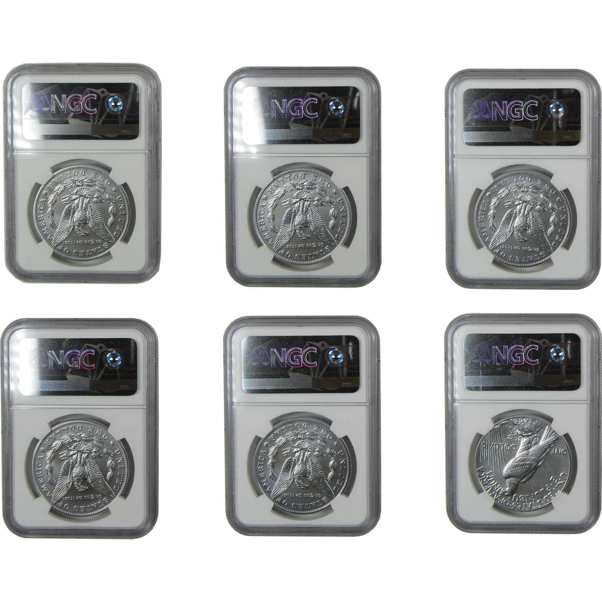 2021 Morgan Peace Silver Dollar 6 Piece Set MS 70 NGC SKU:CP1531