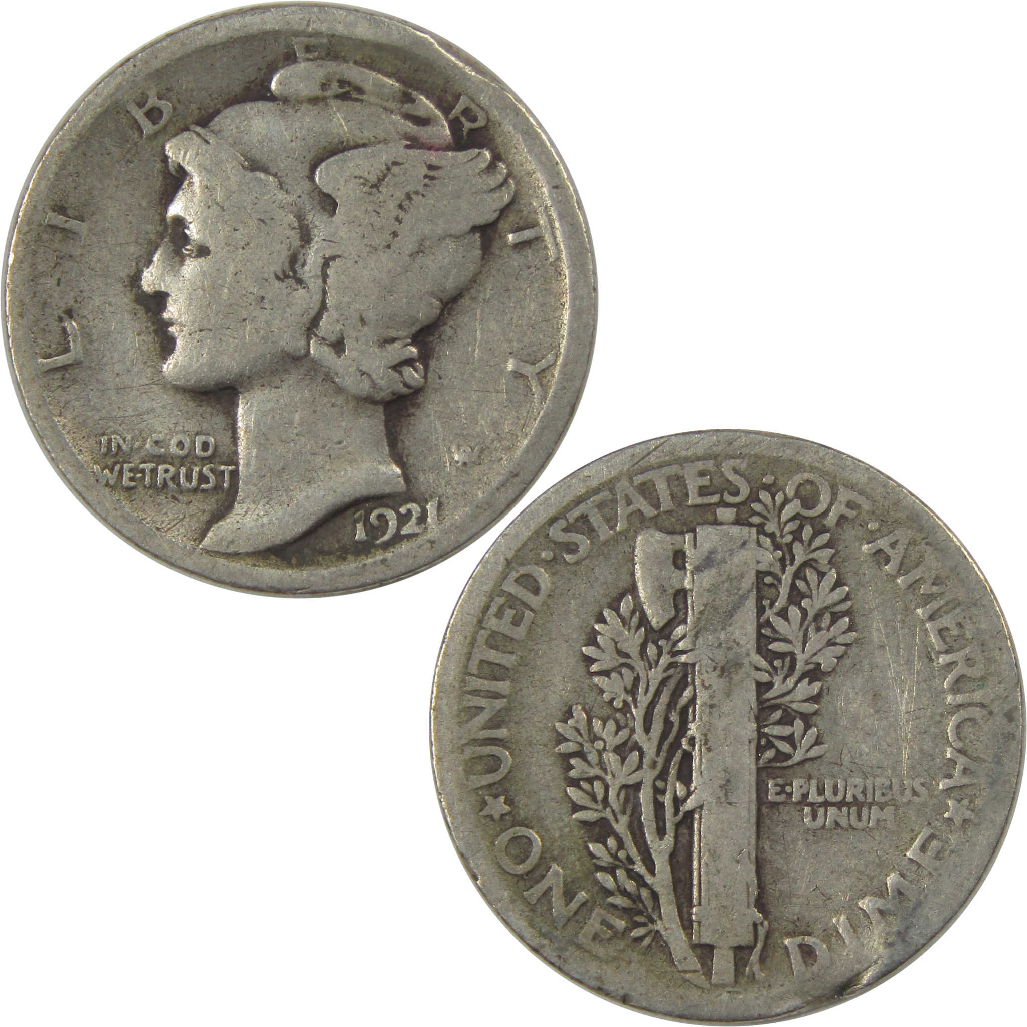 1921 Mercury Dime G Good Silver 10c Coin SKU:I22422