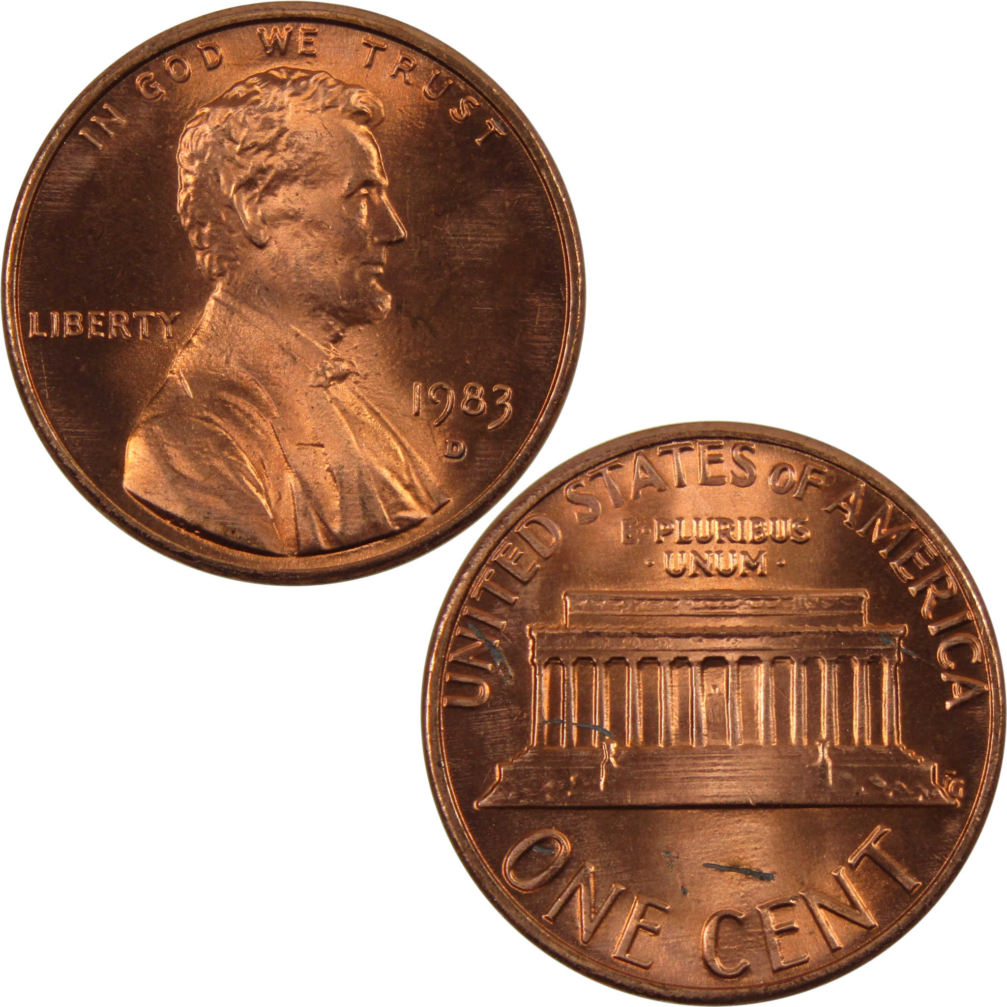 1983 D Lincoln Memorial Cent BU Uncirculated Penny 1c Coin