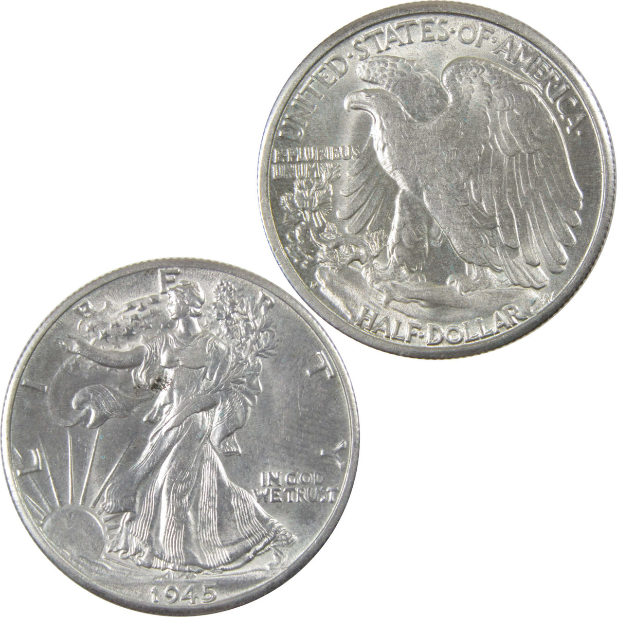 1945 D Liberty Walking Silver 50c Borderline Uncirculated SKU:I28674
