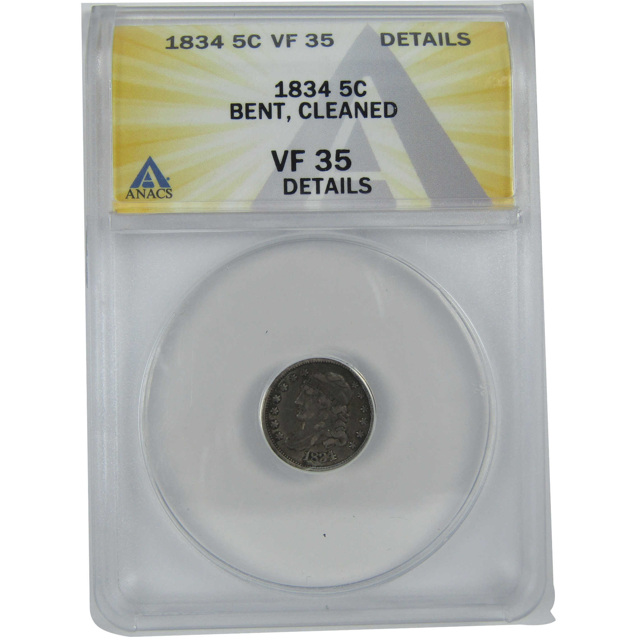 1834 Capped Bust Half Dime VF 35 Details ANACS Silver 5c SKU:I16103