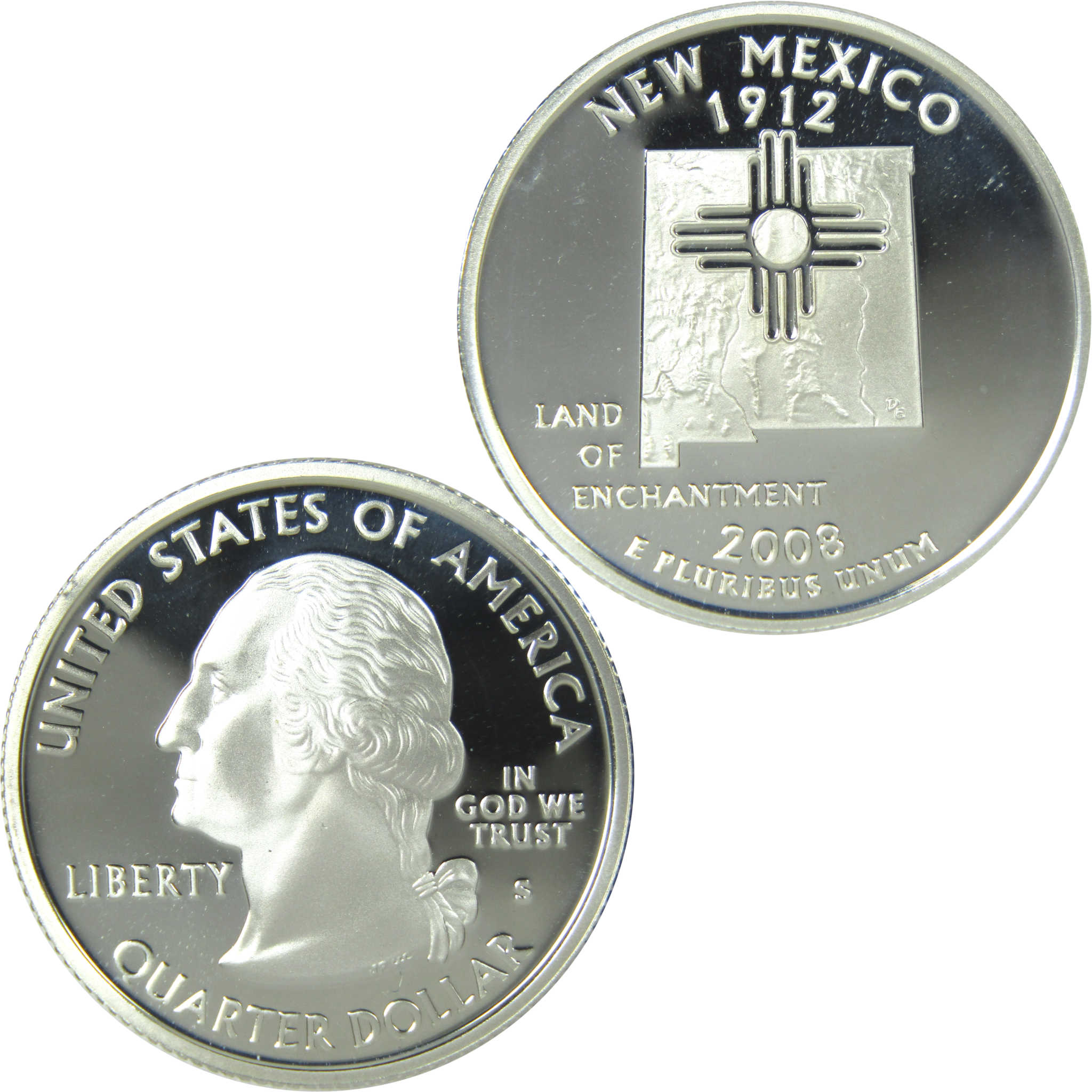 2008 S New Mexico State Quarter Choice Proof Silver 25c Coin