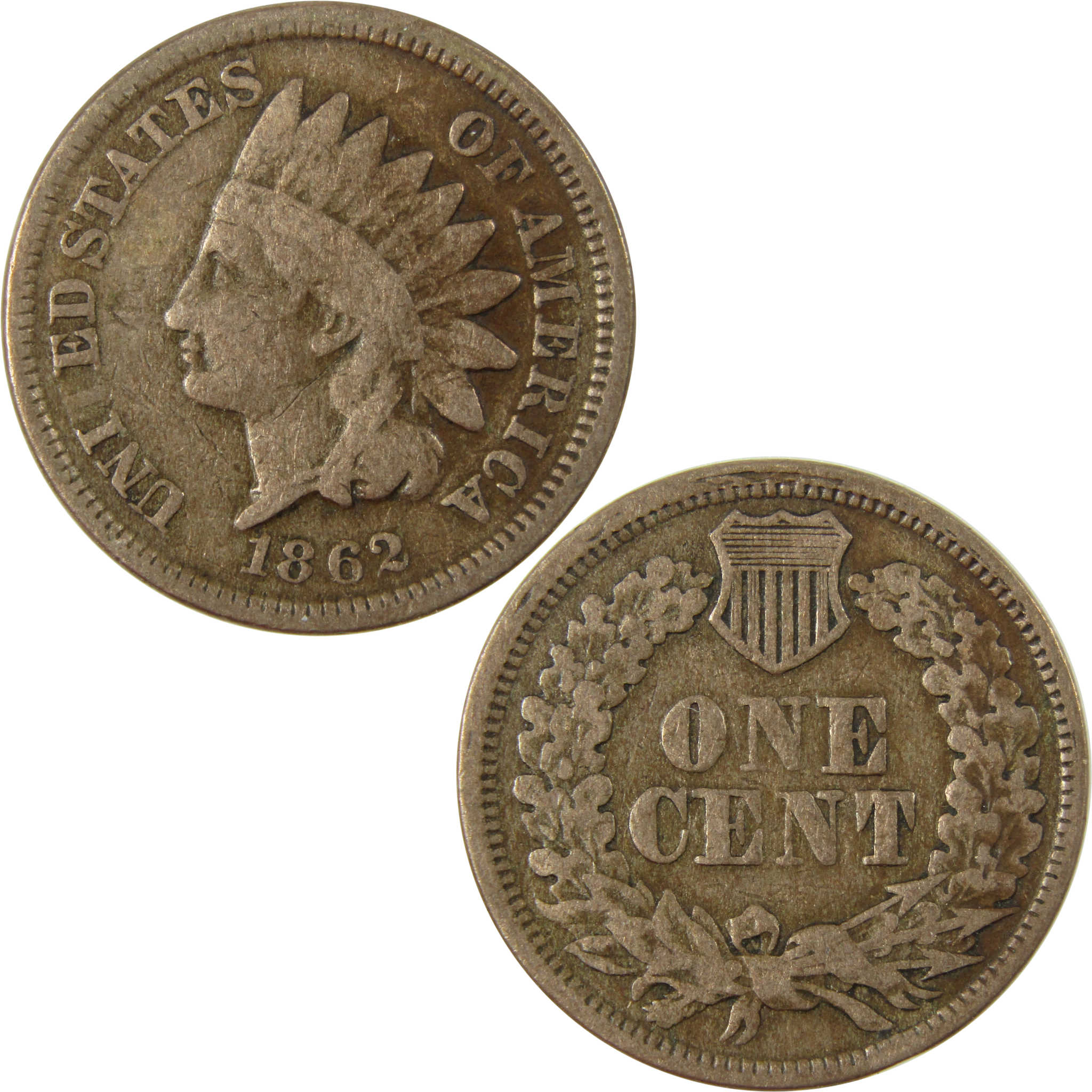1862 Indian Head Cent VG Very Good Details Penny 1c Coin SKU:CP1238