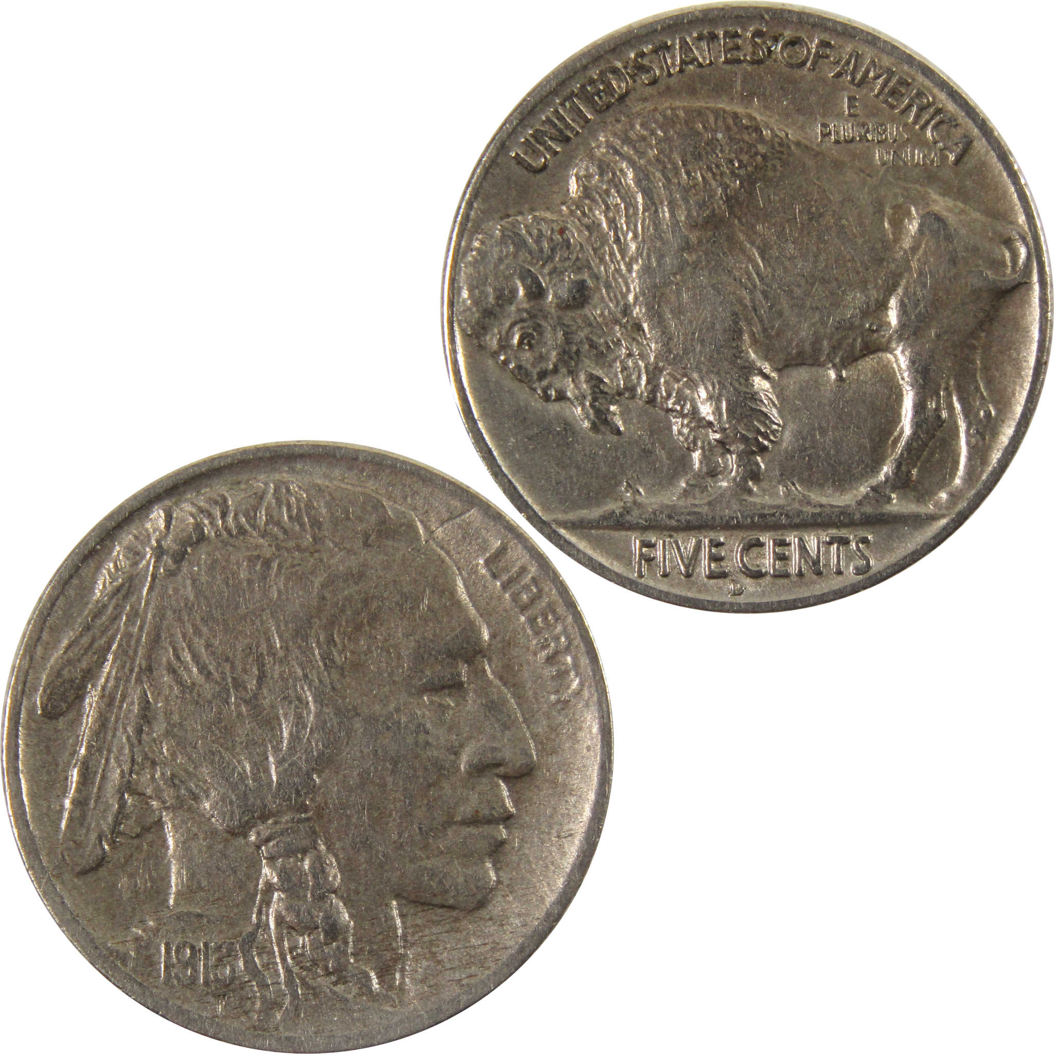 1913 D Type 2 Indian Head Buffalo Nickel About Uncirculated SKU:I9996