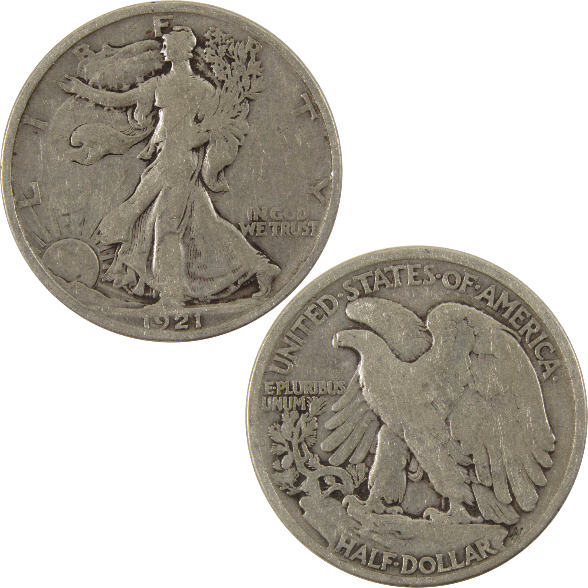 1921 Liberty Walking Half Dollar VG Very Good 90% Silver 50c SKU:I8037