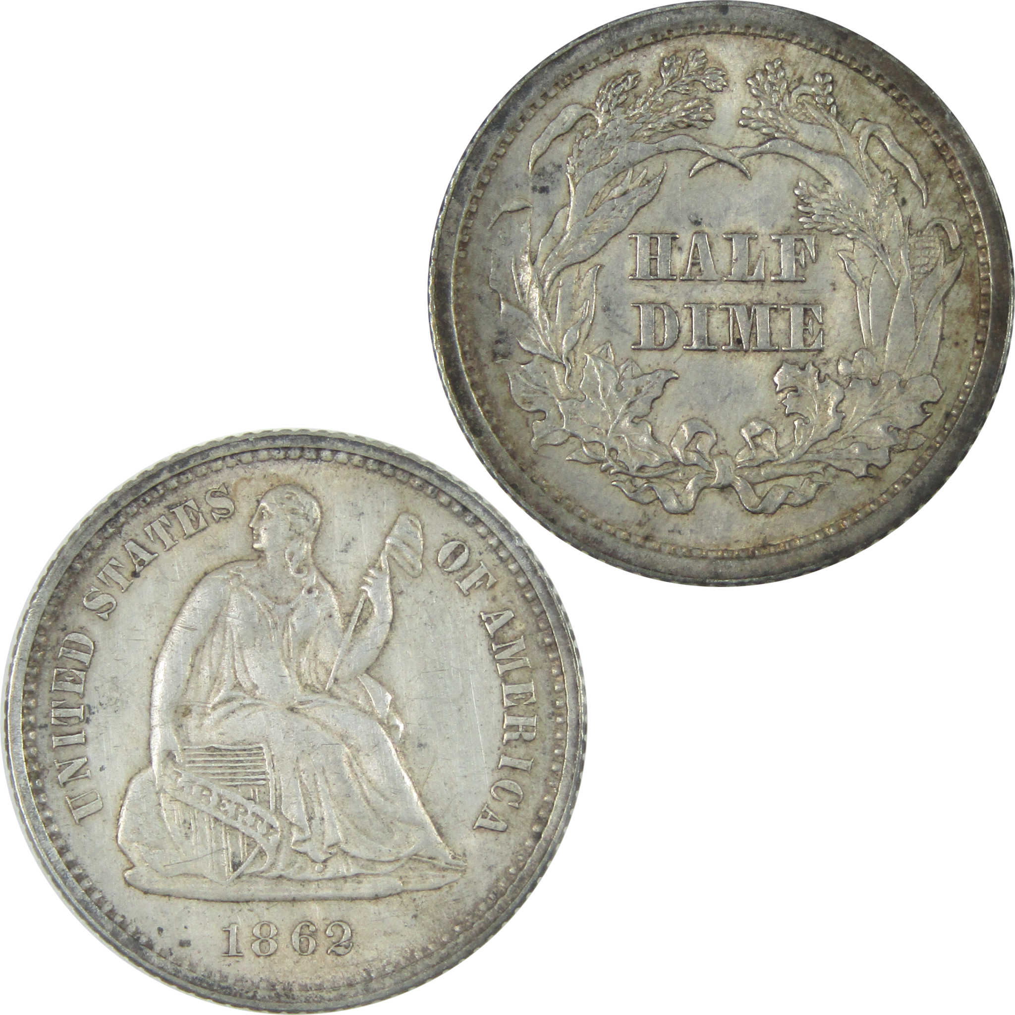 1862 Seated Liberty Half Dime Borderline Uncirculated SKU:I15179