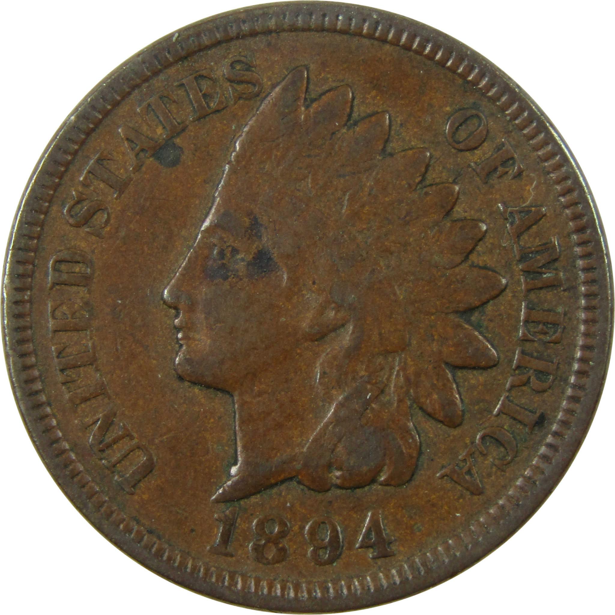 1894 Indian Head Cent VF Very Fine Penny 1c Coin SKU:I25194