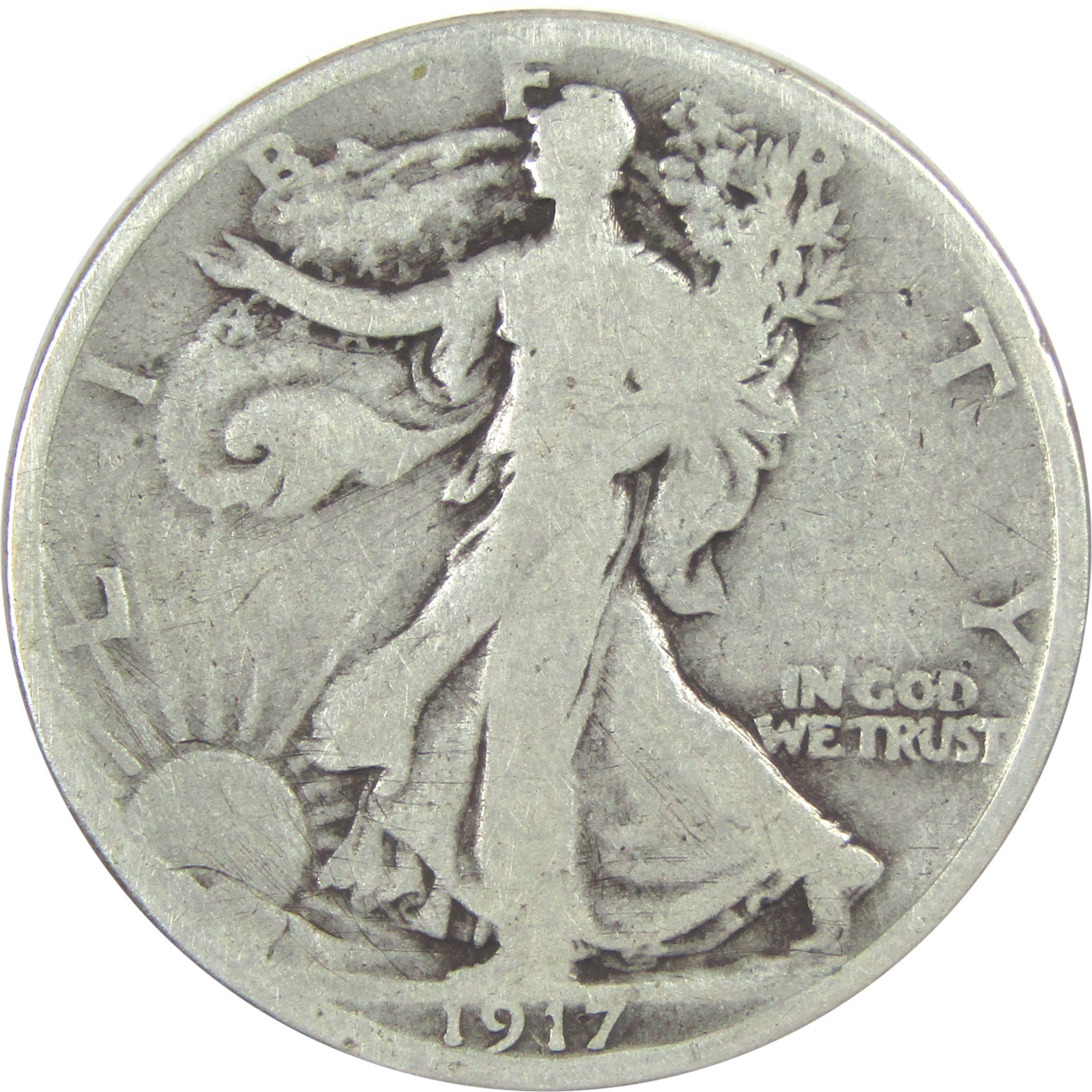 1917 S Reverse Liberty Walking Half Dollar G Good Silver SKU:I15579