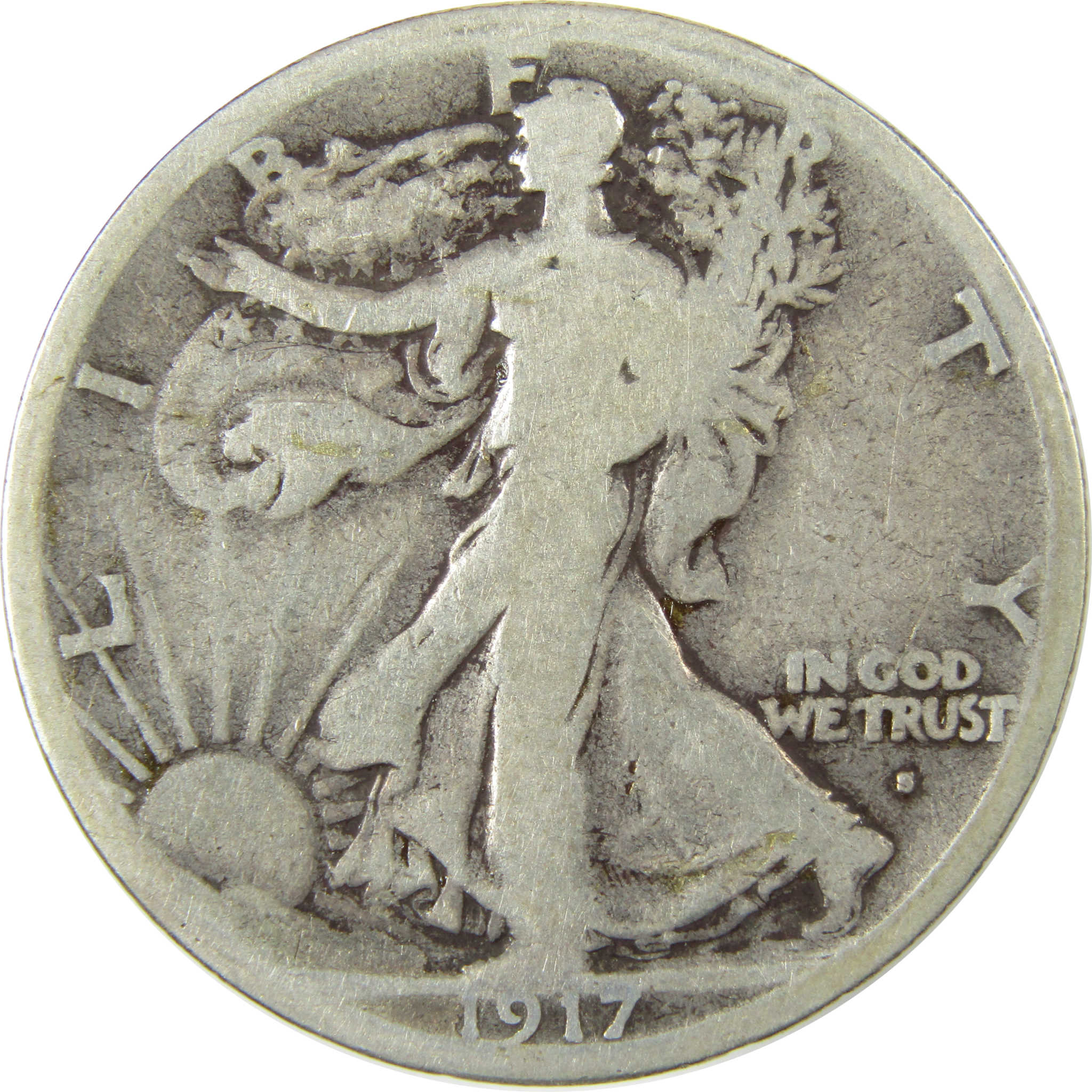 1917 S Obverse Liberty Walking Silver Half Dollar G Good SKU:CP1428