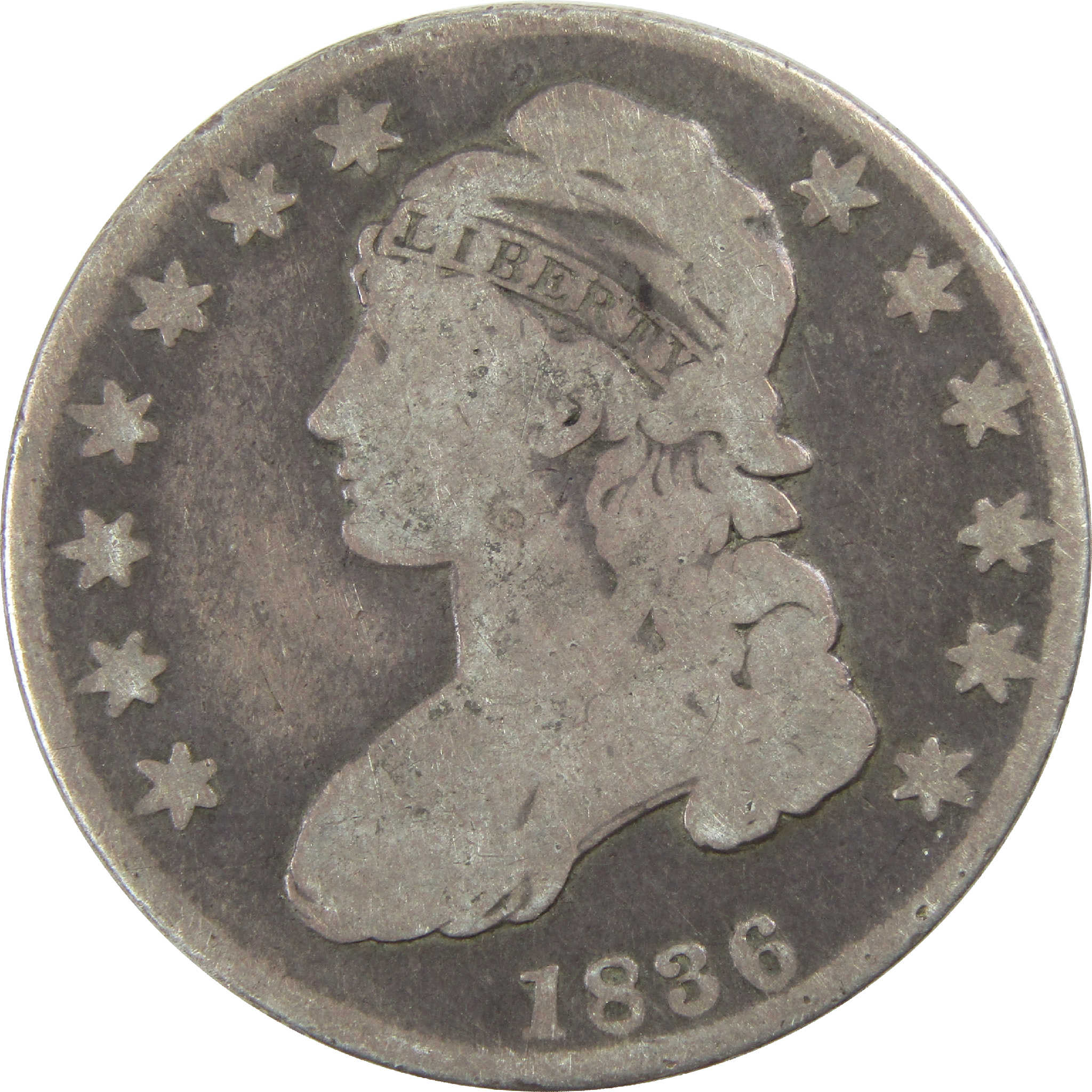 1836 Lettered Edge Capped Bust Half Dollar AG Silver 50c Coin SKU:I11751