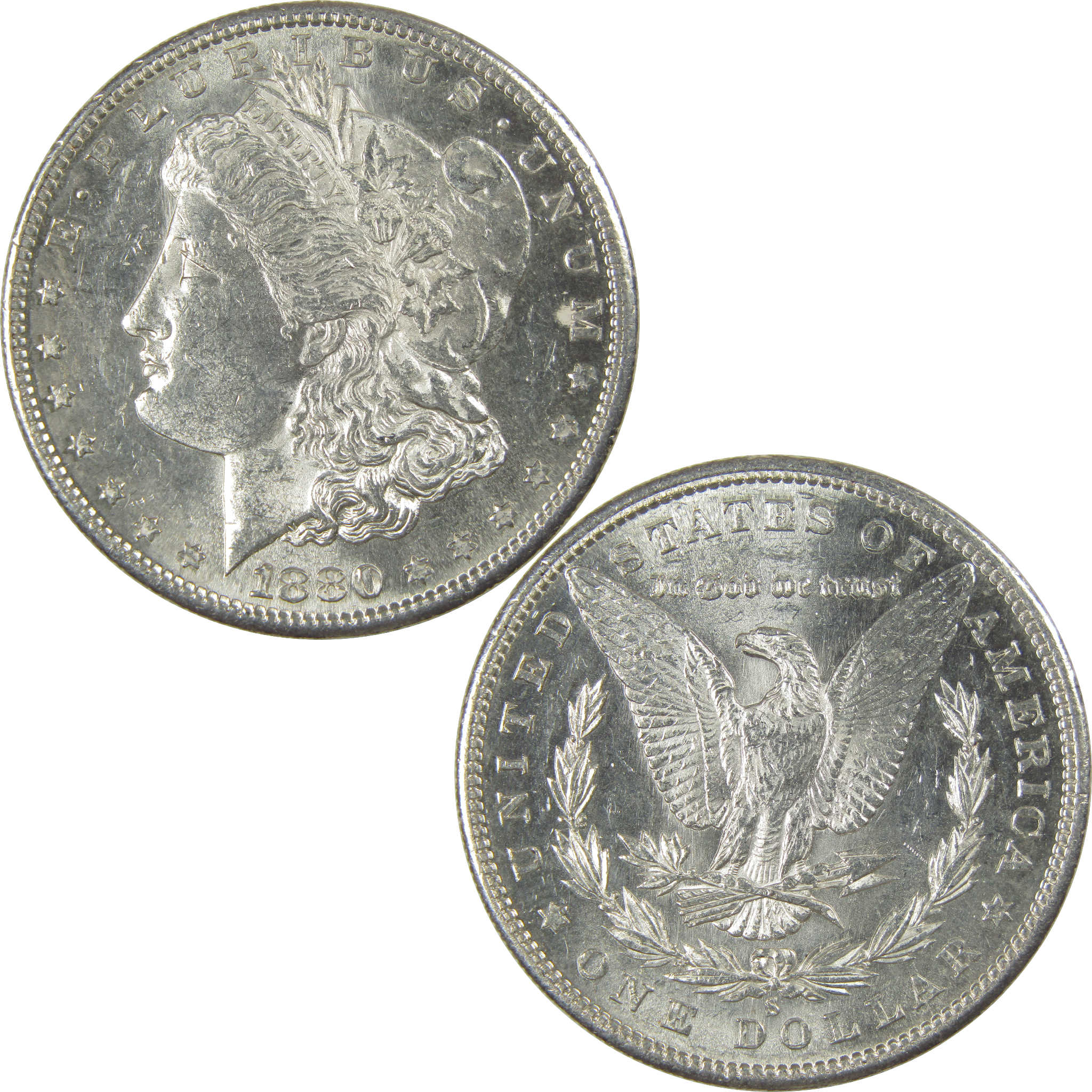 1880 S Morgan Dollar CH AU Choice About Uncirculated Silver $1 Coin - Morgan coin - Morgan silver dollar - Morgan silver dollar for sale - Profile Coins &amp; Collectibles