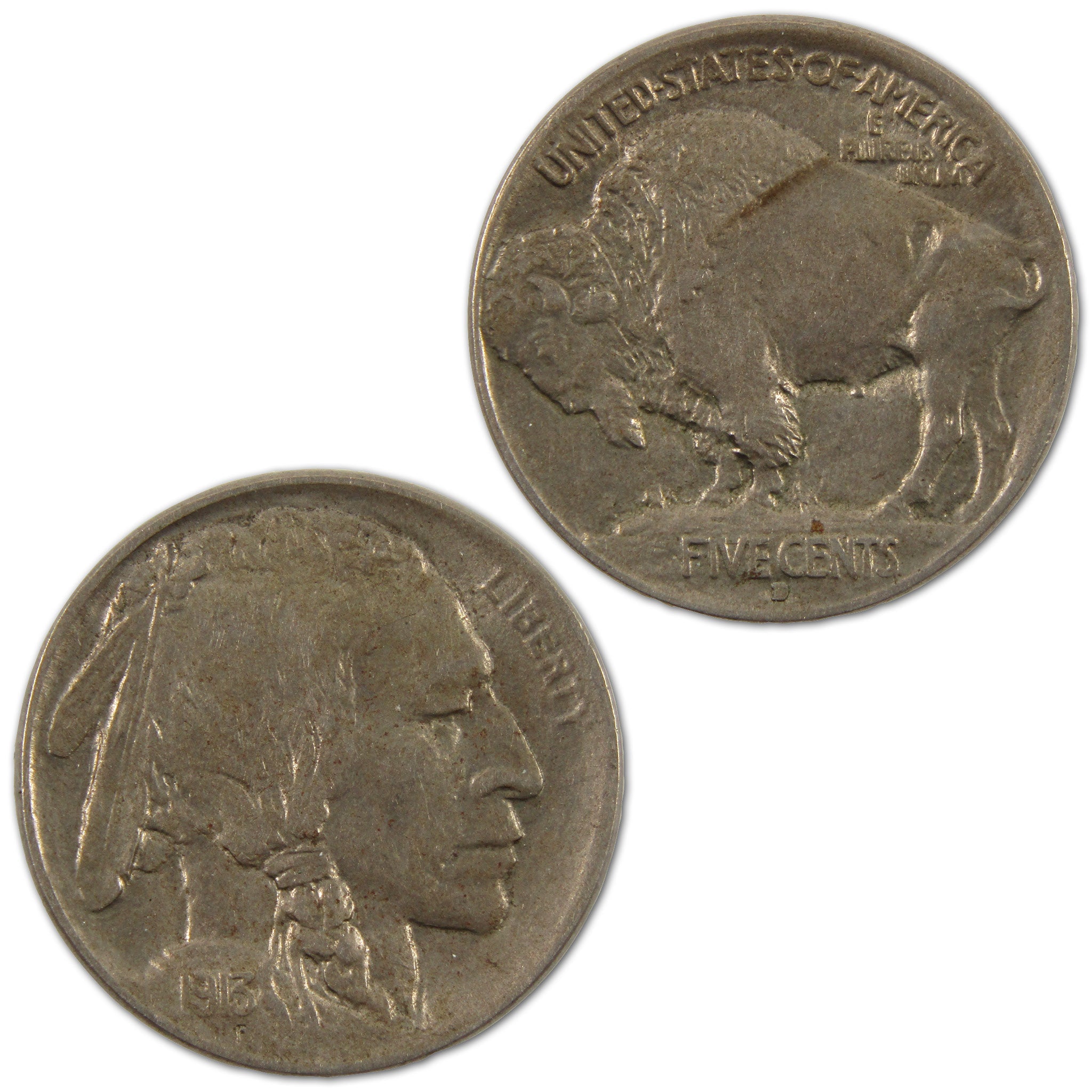 1913 D Type 1 Buffalo Nickel AU About Uncirculated 5c Coin SKU:I10585
