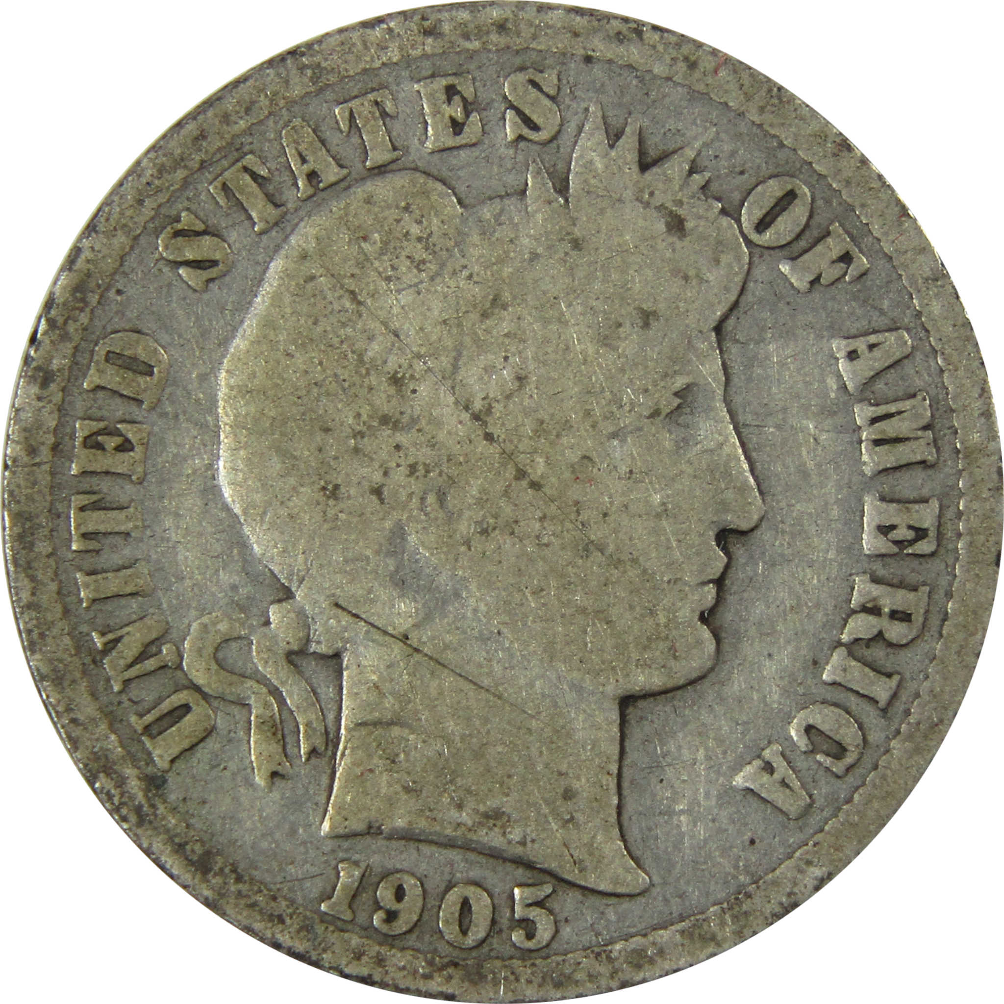 1905 O Micro O Barber Silver Dime G Good Details 10c Coin SKU:I26615