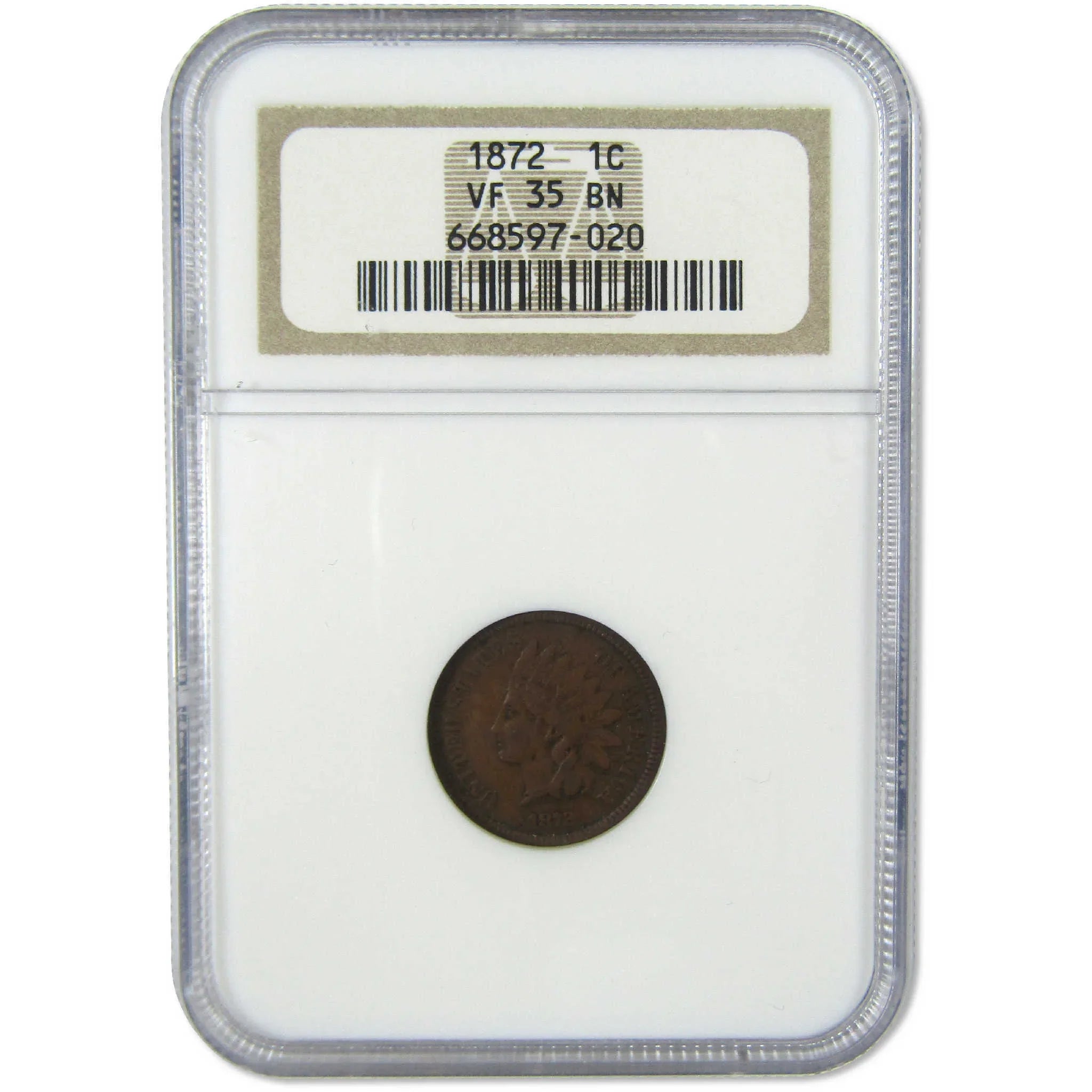 1872 Indian Head Cent VF 35 BN NGC Penny 1c Coin Collectible