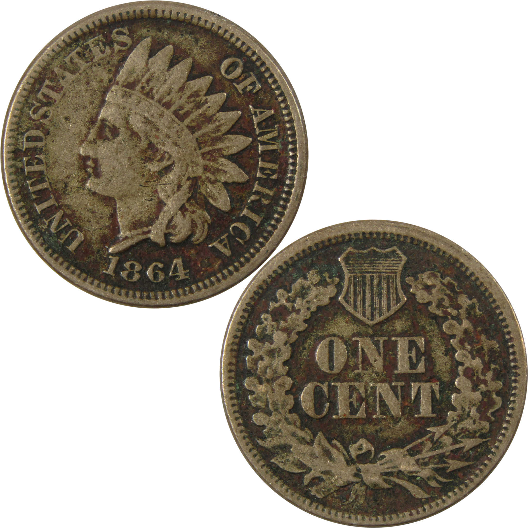 1864 Indian Head Copper-Nickel Cent F Fine Details Penny SKU:CP1164