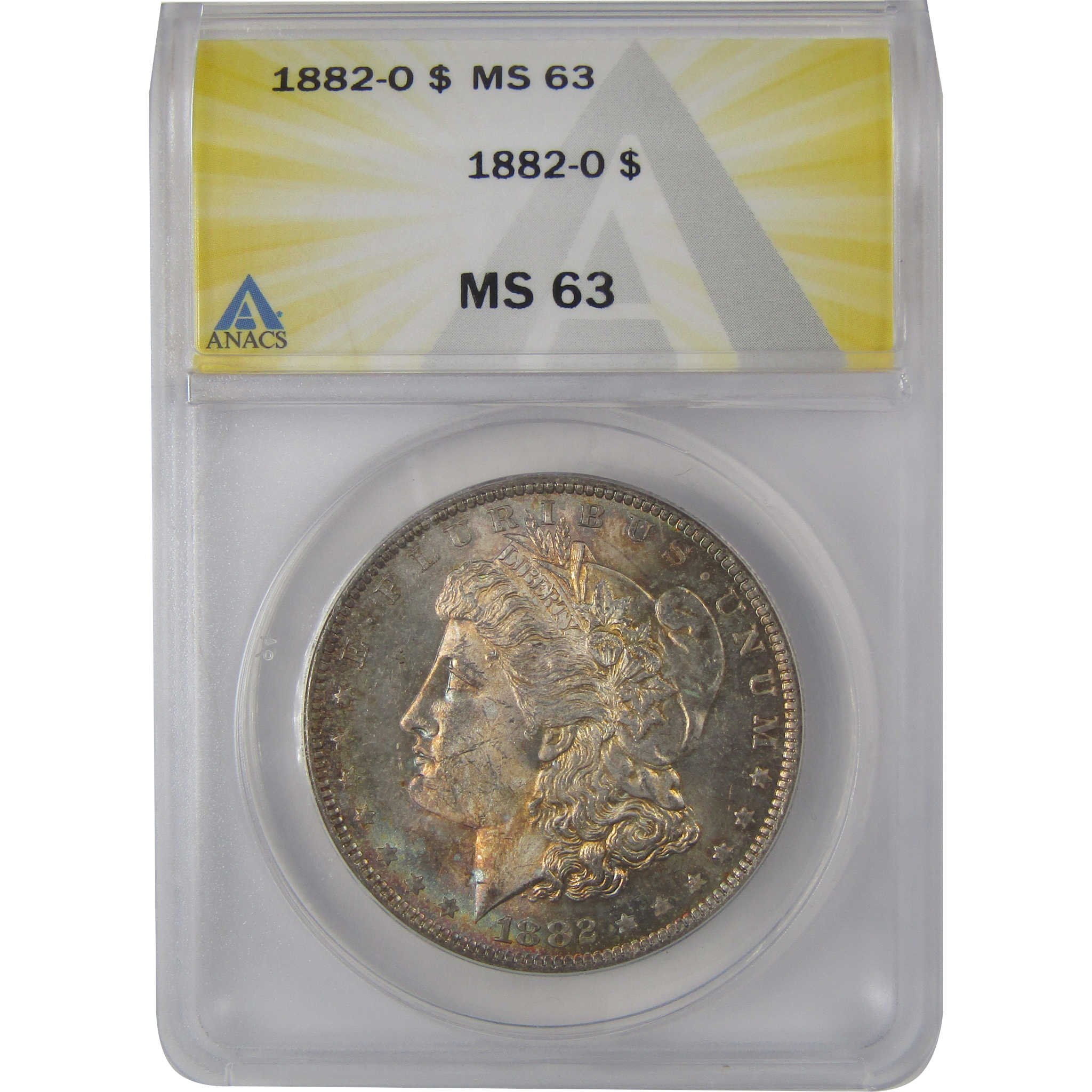 1882 O Morgan Dollar MS 63 ANACS Silver Toned Obverse SKU:CP188