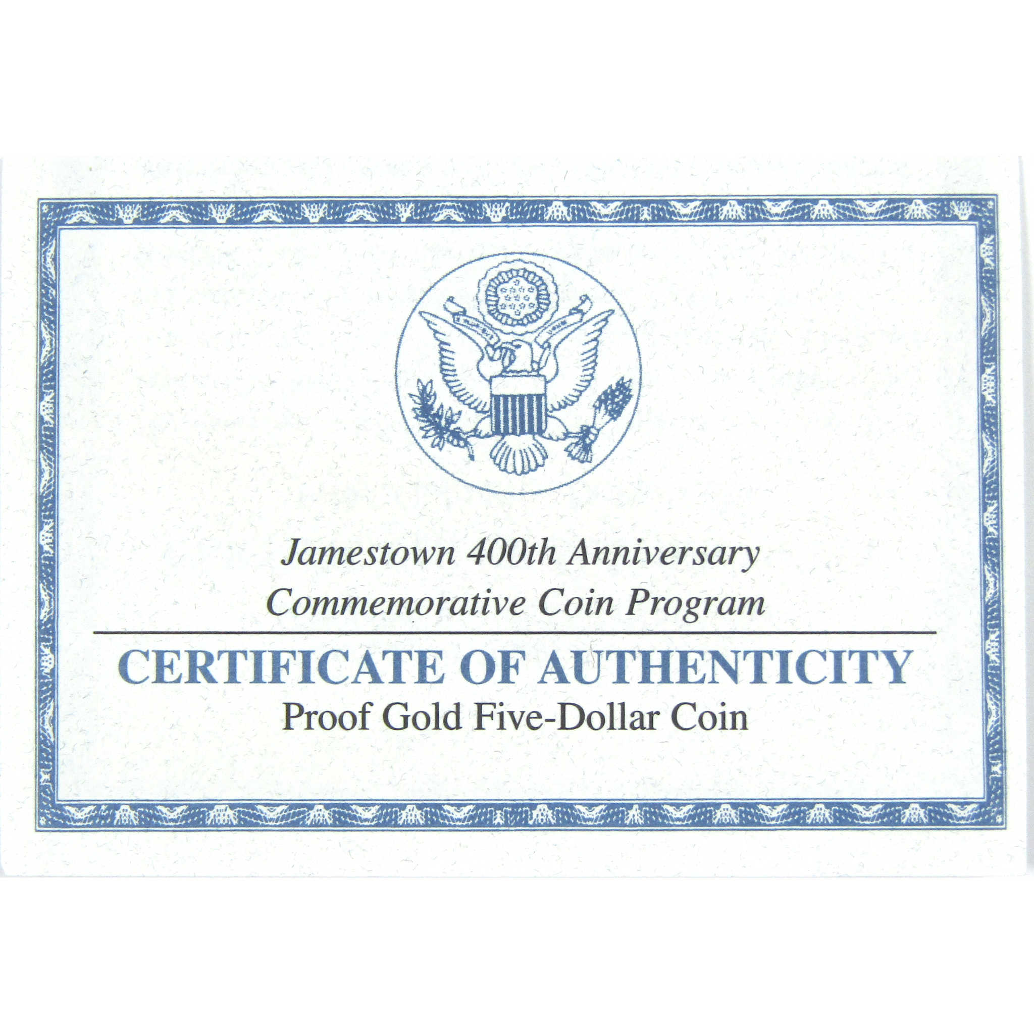 Jamestown 400th Anniversary Commemorative 2007 W Proof Gold $5 OGP COA