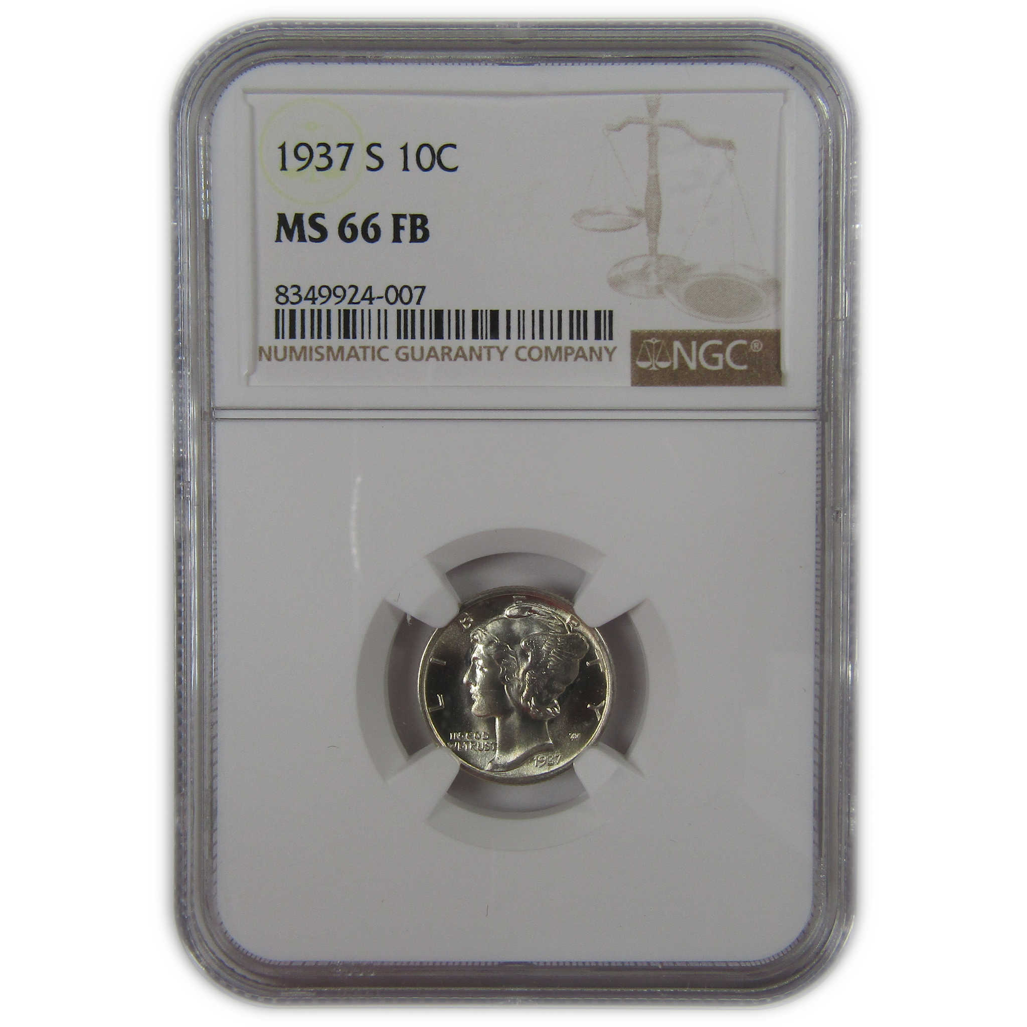 1937 S Mercury Dime MS 66 FB NGC Silver Uncirculated SKU:I23193