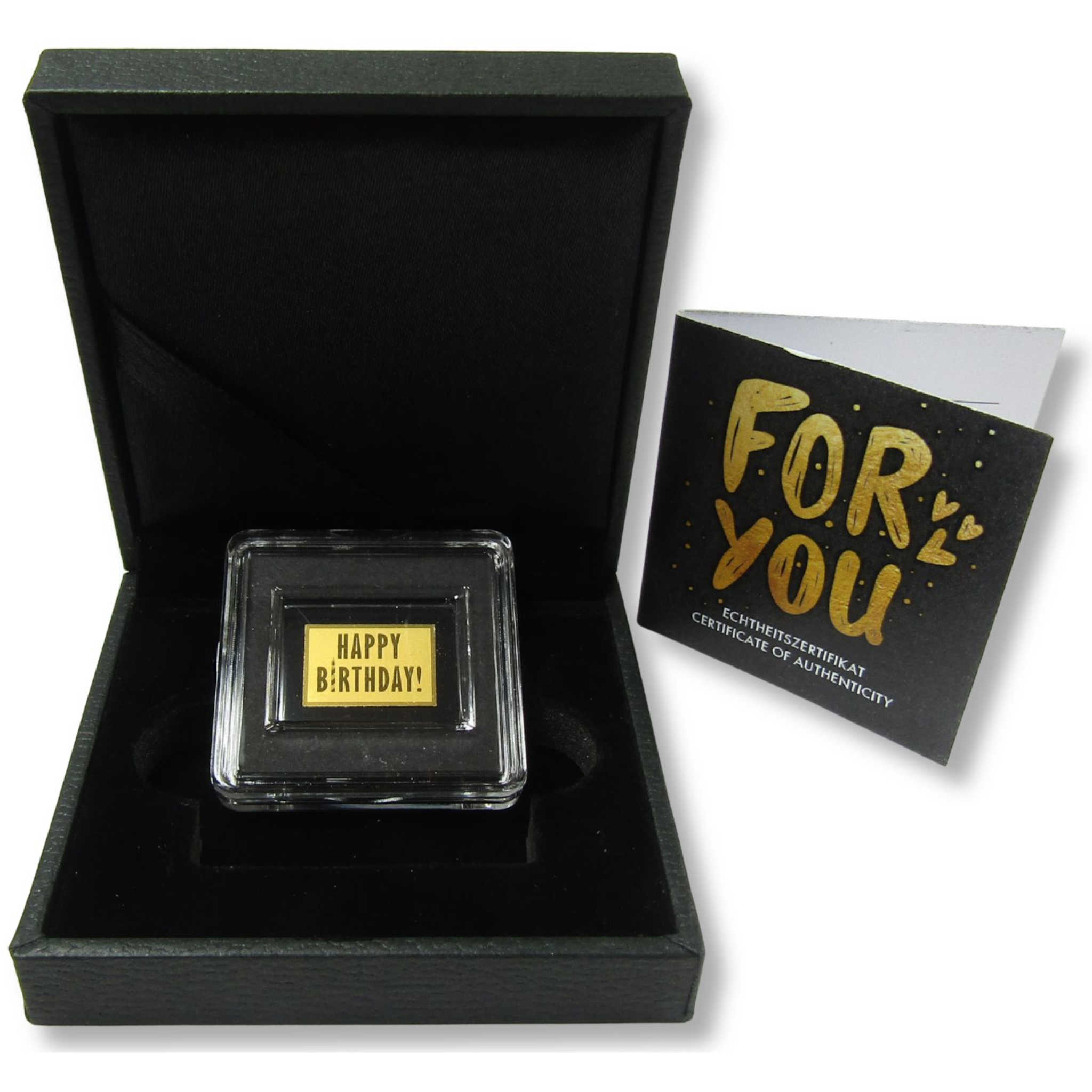 For You Happy Birthday Time to Celebrate 1/1000 oz .999 Gold Bar COA