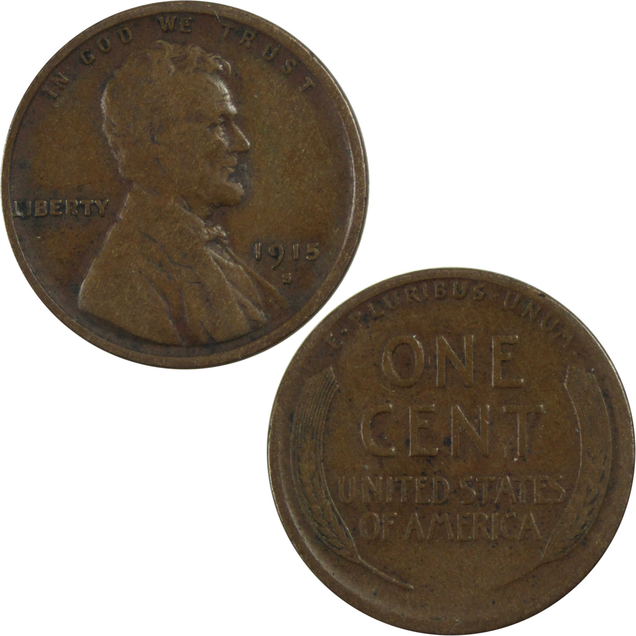 1915 S Lincoln Wheat Cent VF Very Fine Penny 1c Coin SKU:I13495