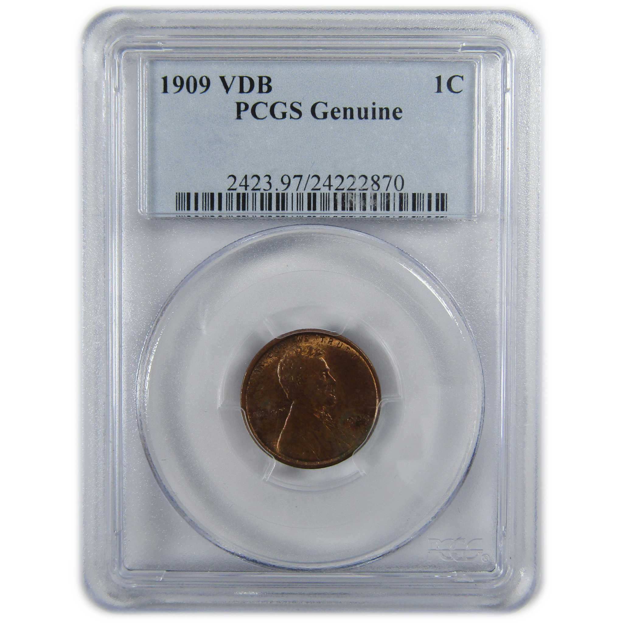 1909 VDB Lincoln Wheat Cent Genuine PCGS Penny 1c Coin SKU:CP358
