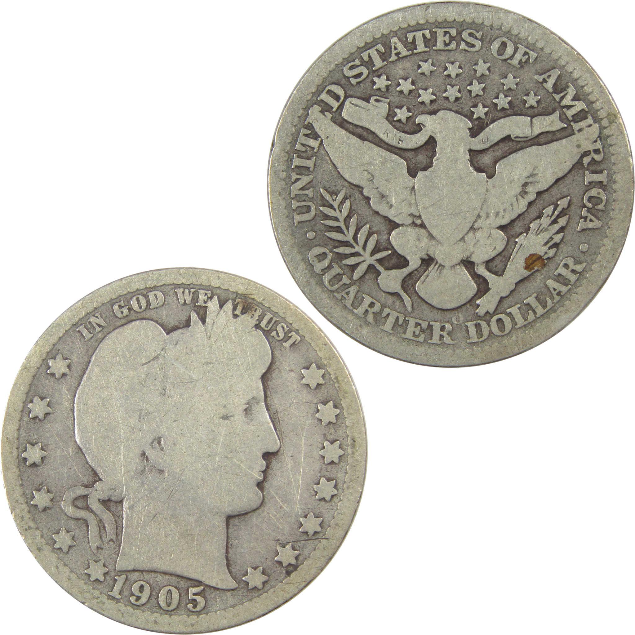 1905 O Barber Quarter G Good Details Silver 25c Coin SKU:I21818