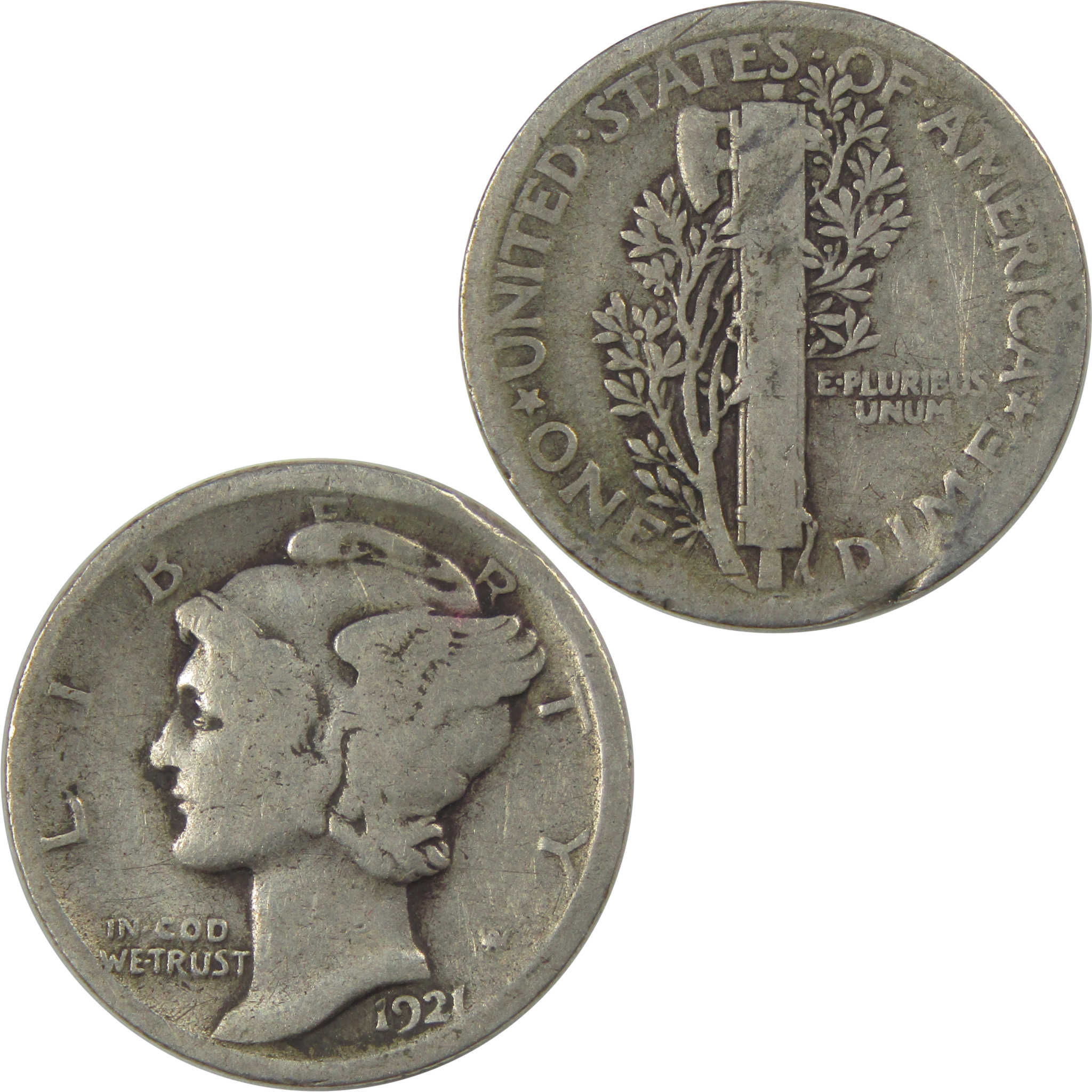 1921 Mercury Dime G Good Silver 10c Coin SKU:I22422